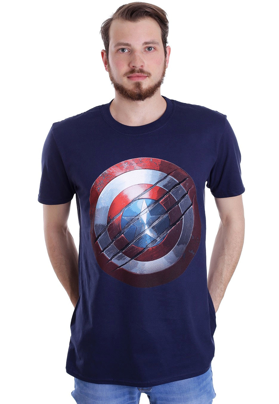 Captain America - Clawed Shield Navy - T-Shirt | Men-Image