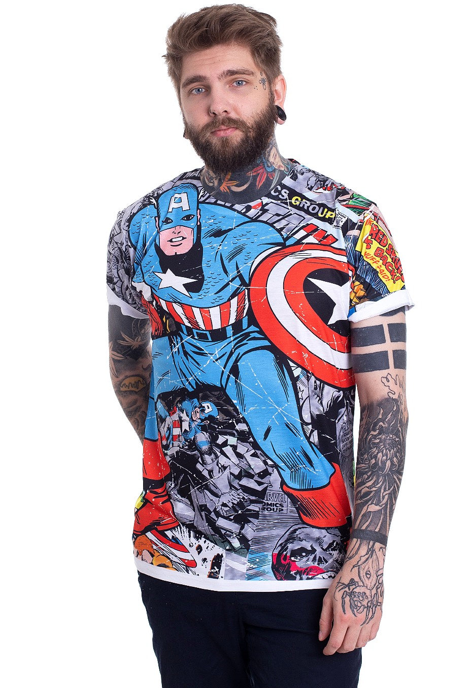 Captain America - Comic Allover - T-Shirt | Men-Image