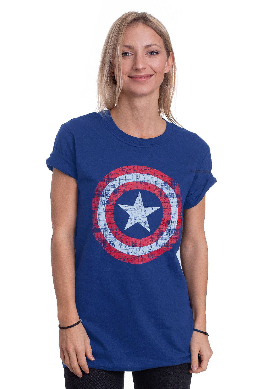 Captain America - Cracked Shield Navy - T-Shirt | Women-Image