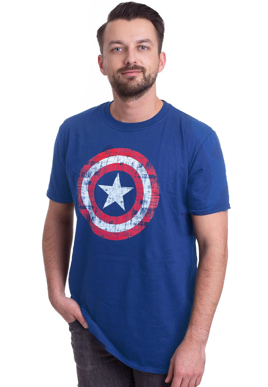 Captain America - Cracked Shield Navy - T-Shirt | Men-Image