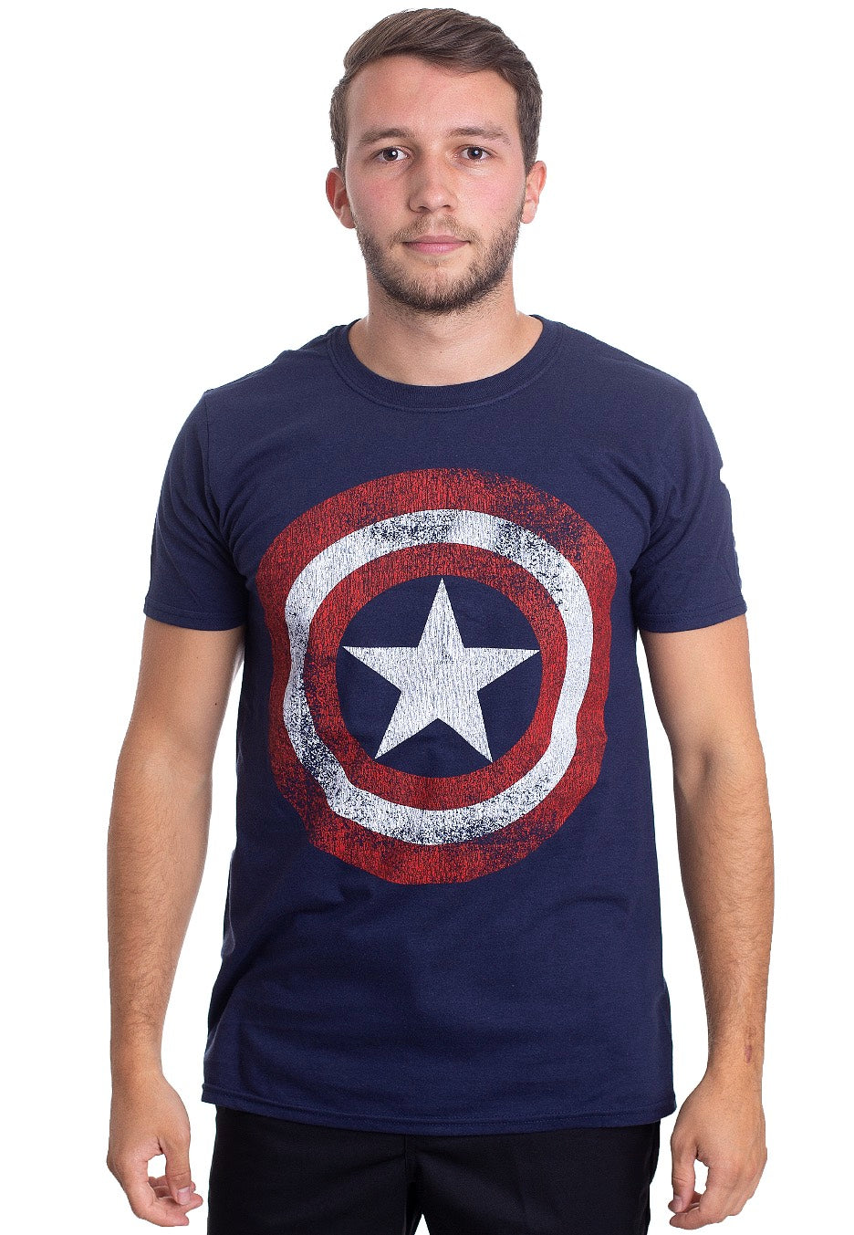 Captain America - Distressed Shield Navy - T-Shirt | Men-Image