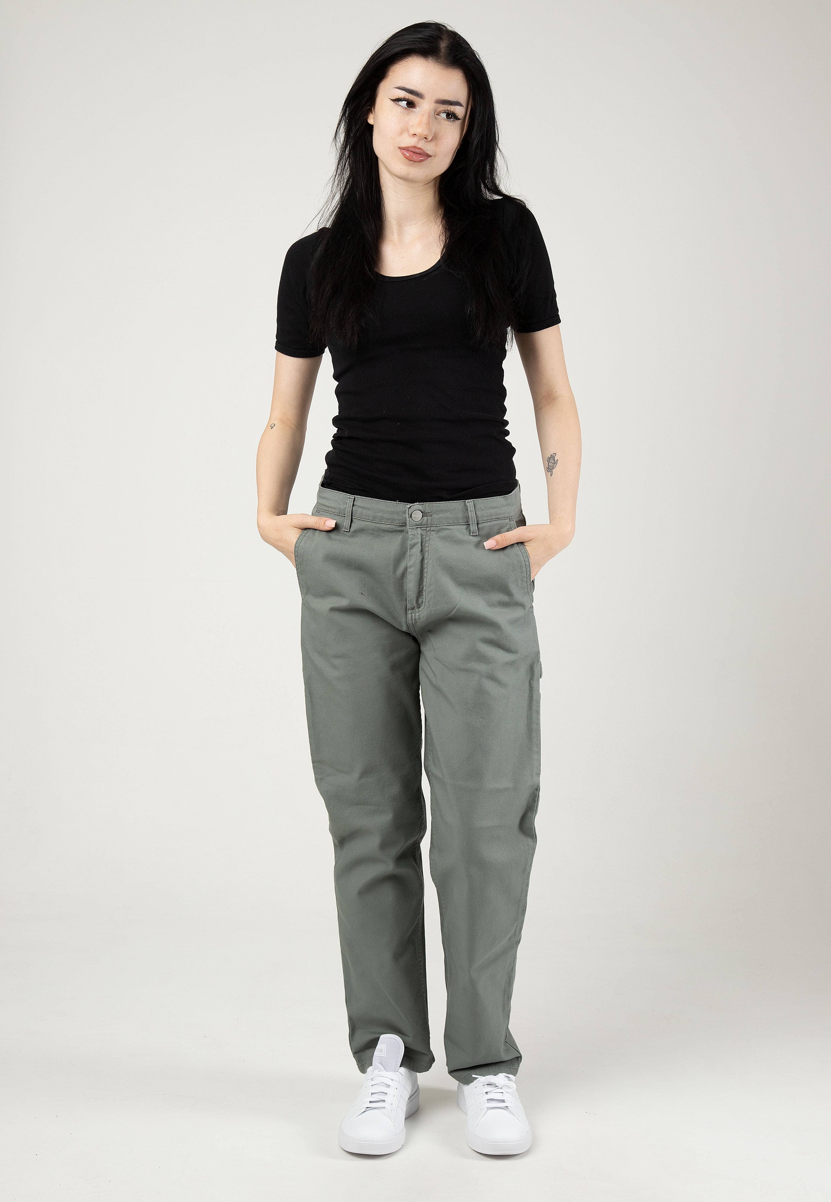 Carhartt WIP - W' Pierce Rinsed Smoke Green - Pants | Women-Image