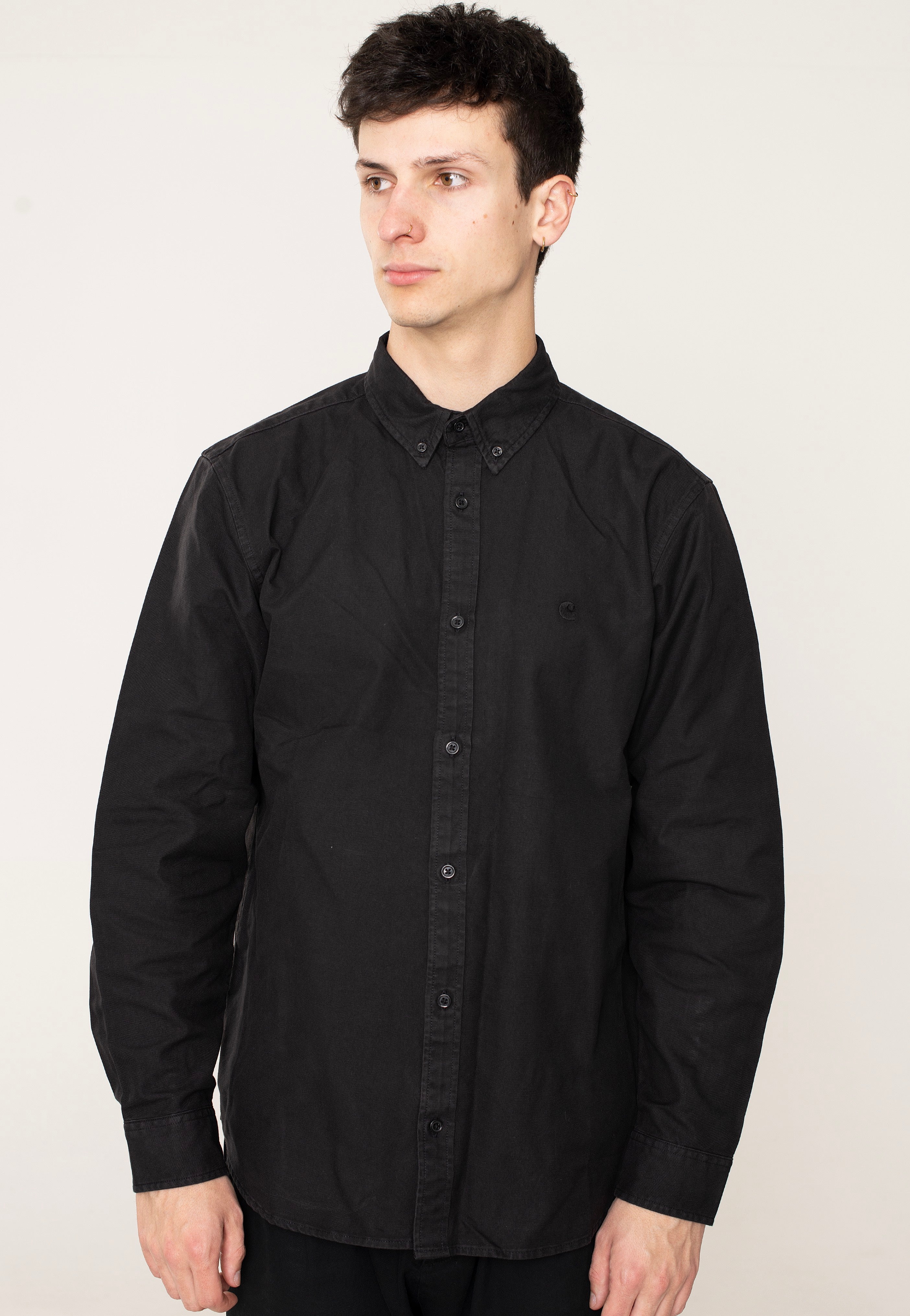 Carhartt WIP - Bolton Garment Dyed Black - Shirt | Men-Image