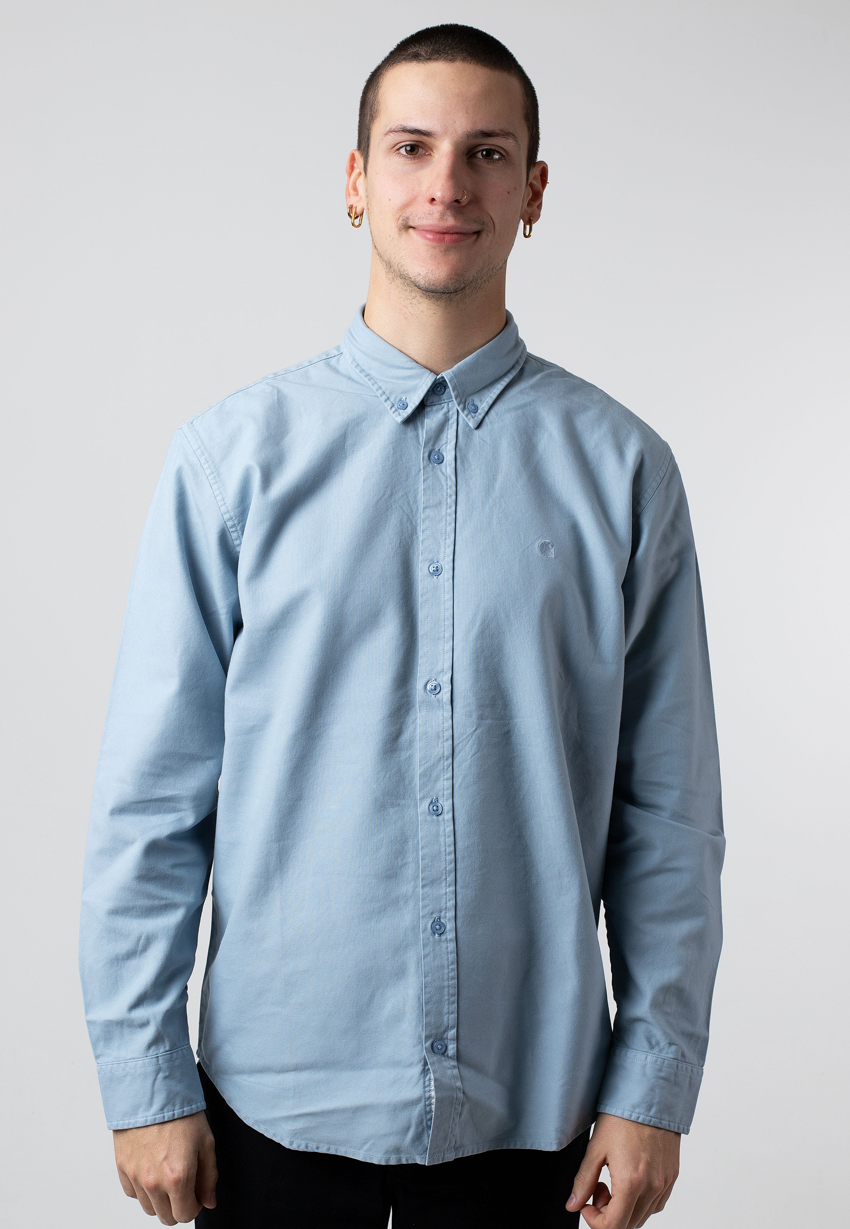 Carhartt WIP - Bolton Garment Dyed Frosted Blue - Shirt | Men-Image