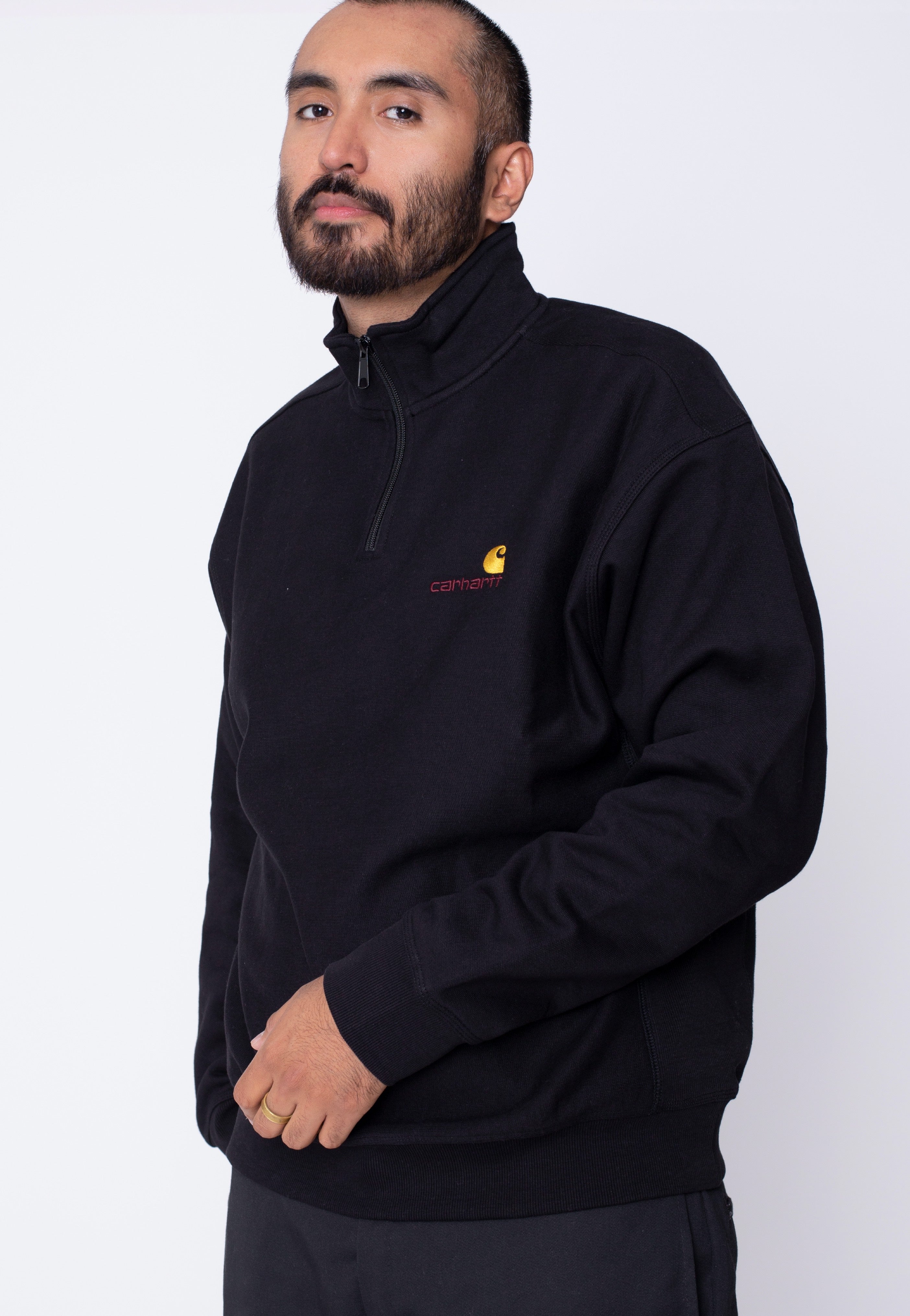 Carhartt WIP - Half Zip American Script Black - Pullover | Men-Image