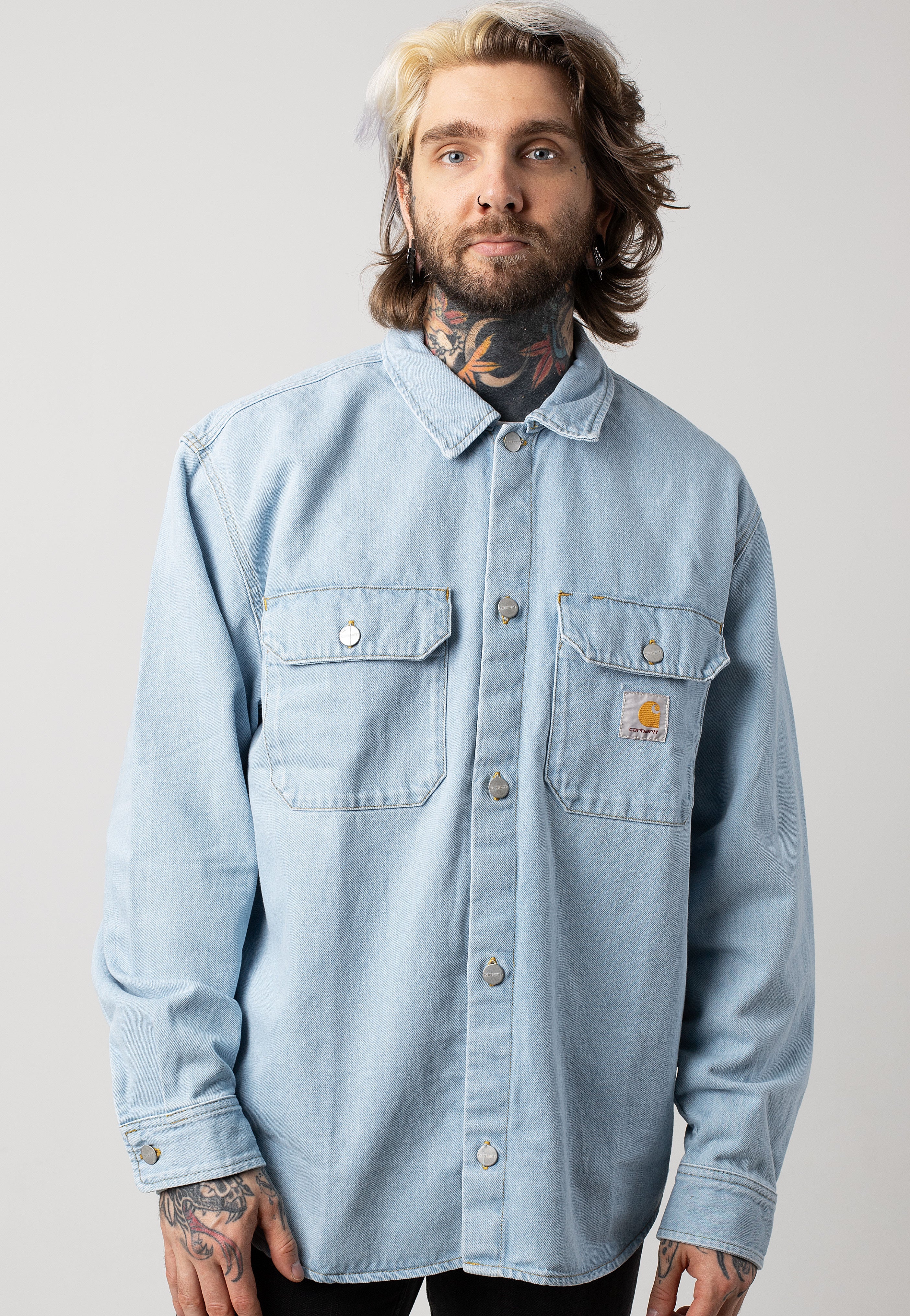 Carhartt WIP - Harvey Shirt Stone Bleached Blue - Jacket | Men-Image