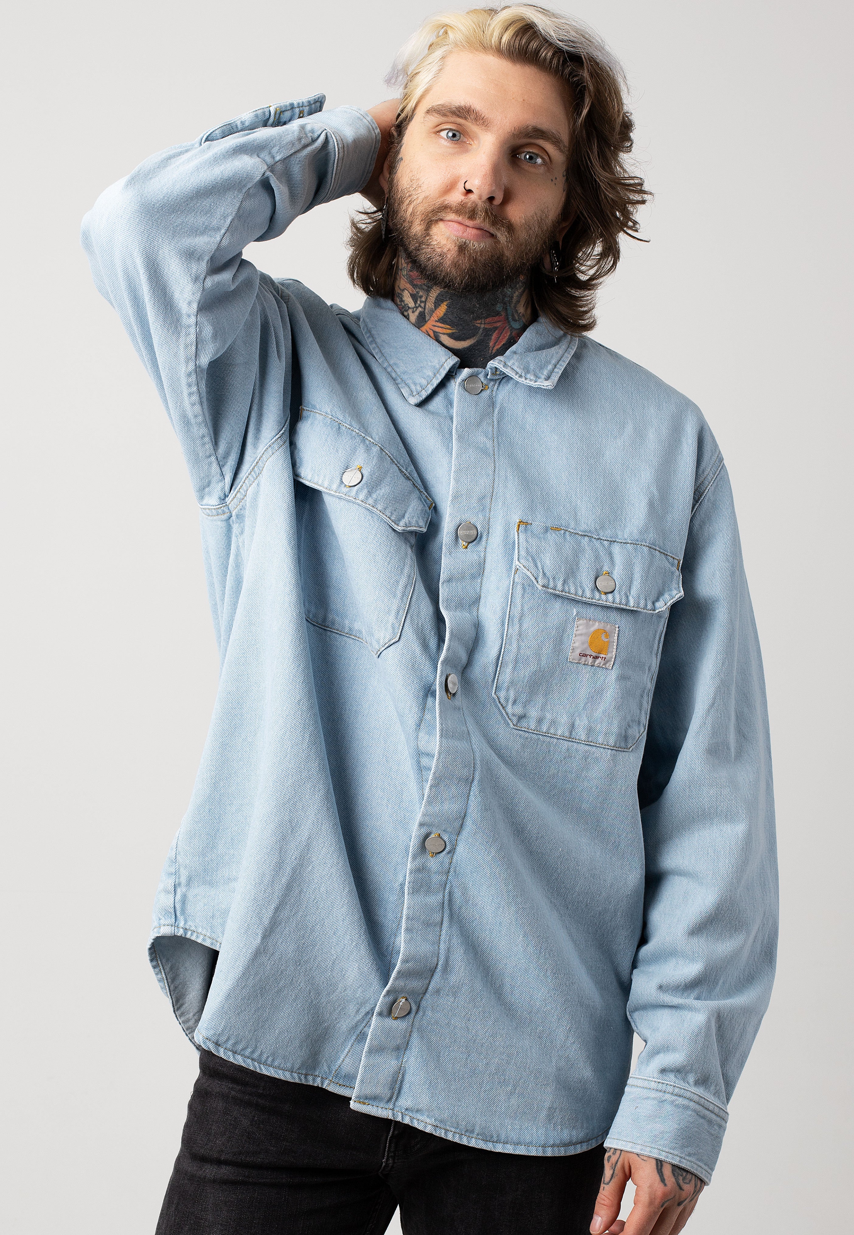 Carhartt WIP - Harvey Shirt Stone Bleached Blue - Jacket | Men-Image