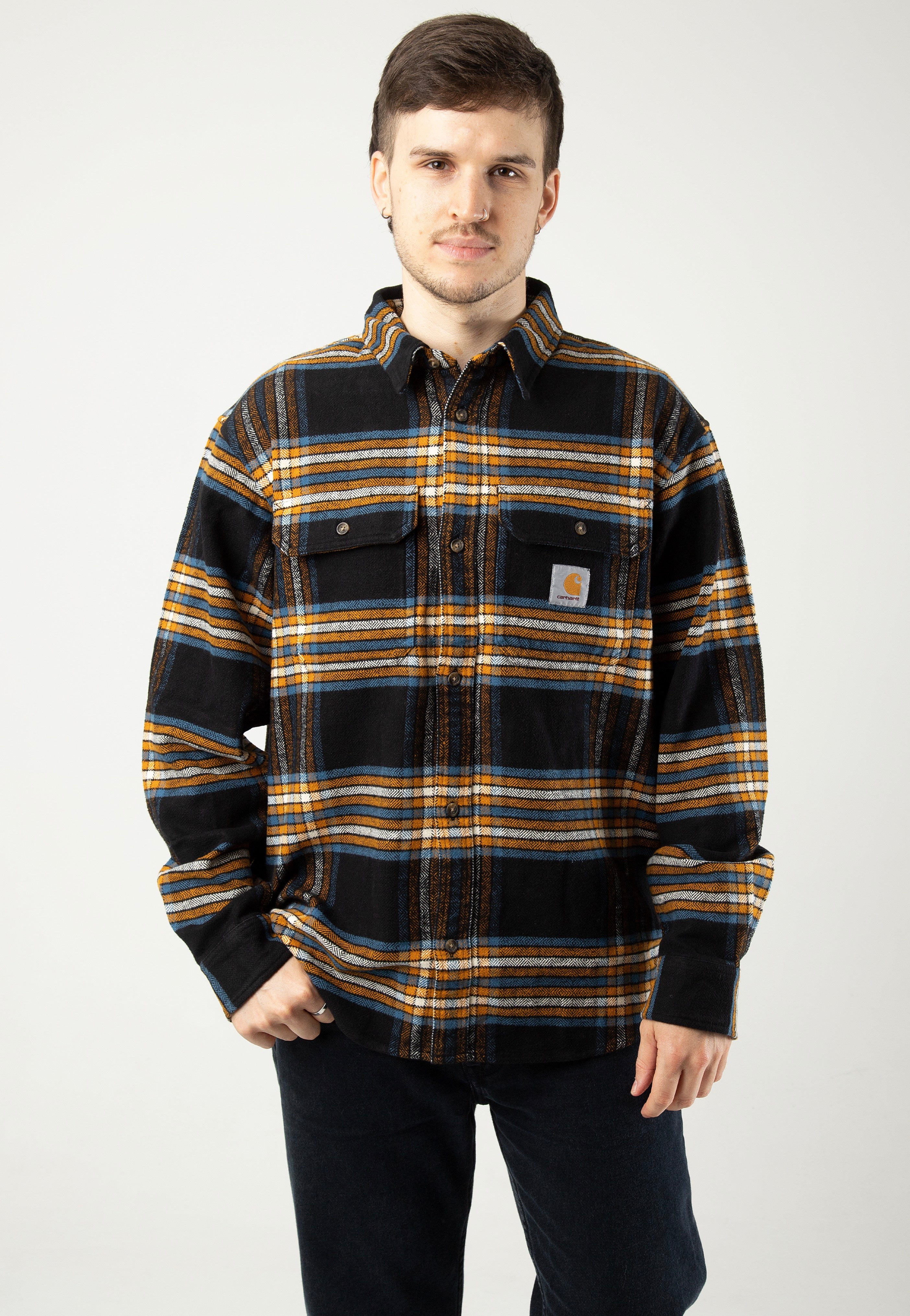 Carhartt WIP - Hawkins Hawkins Check/ Black/Prussian Blue - Shirt | Men-Image