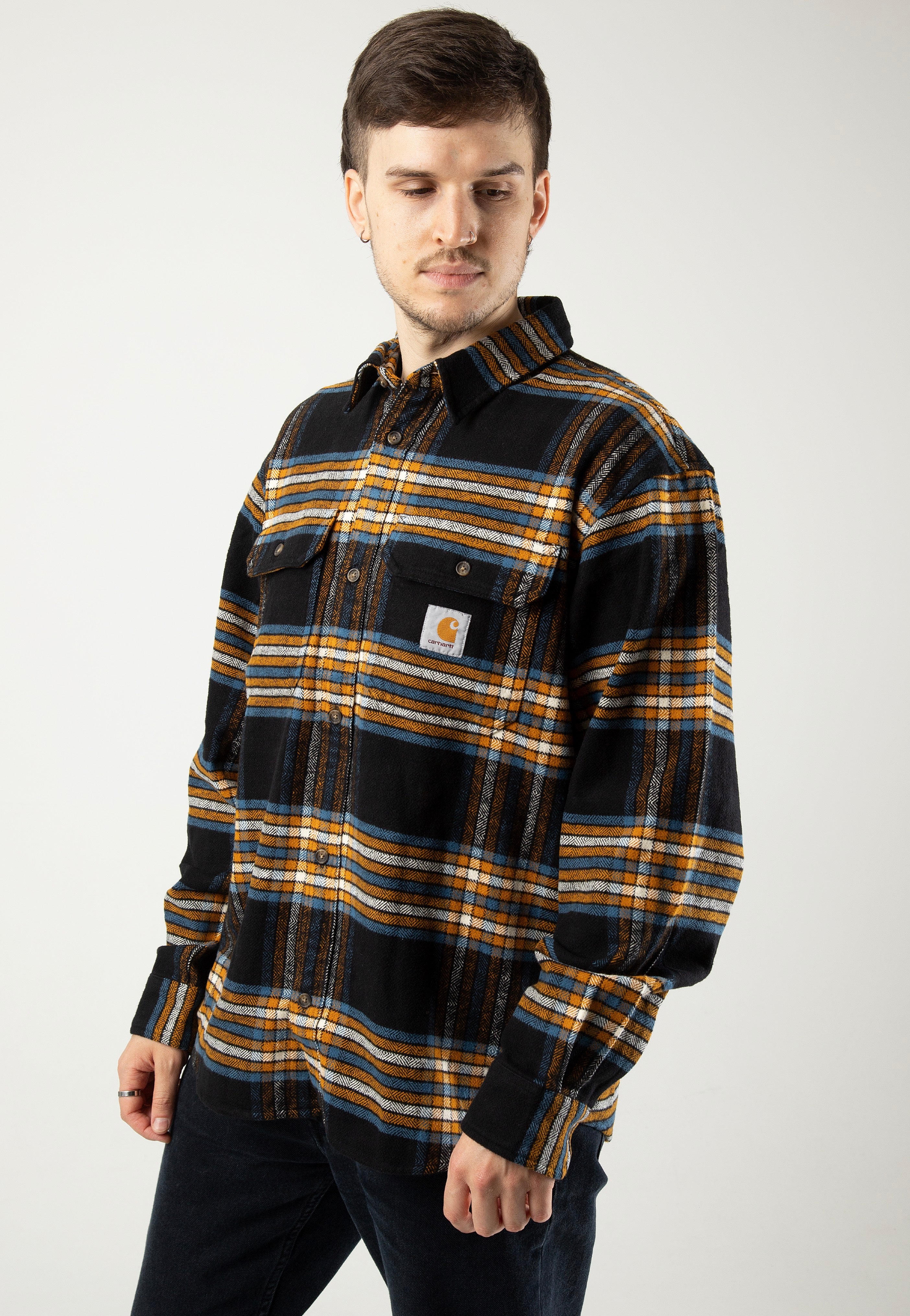 Carhartt WIP - Hawkins Hawkins Check/ Black/Prussian Blue - Shirt | Men-Image