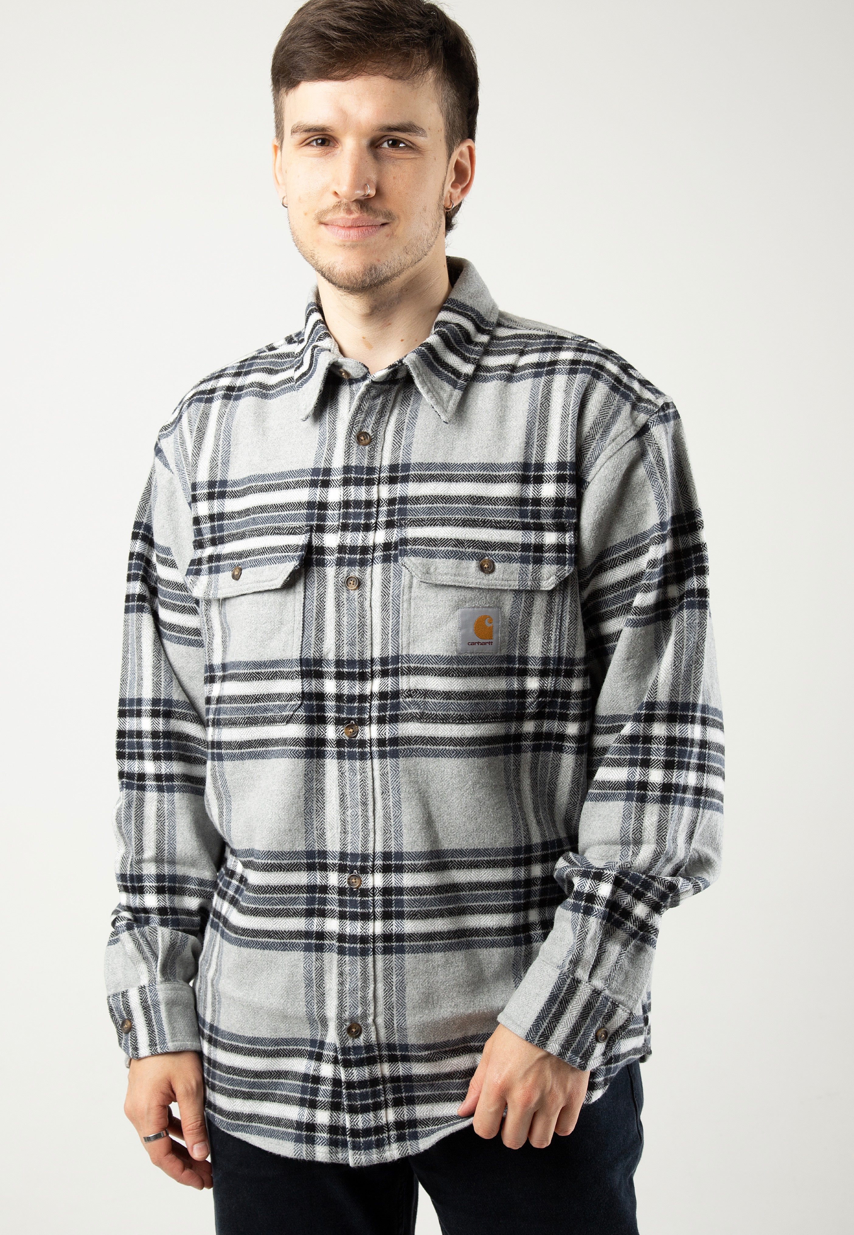 Carhartt WIP - Hawkins Hawkins Check/ Grey Heather/Blue - Shirt | Men-Image