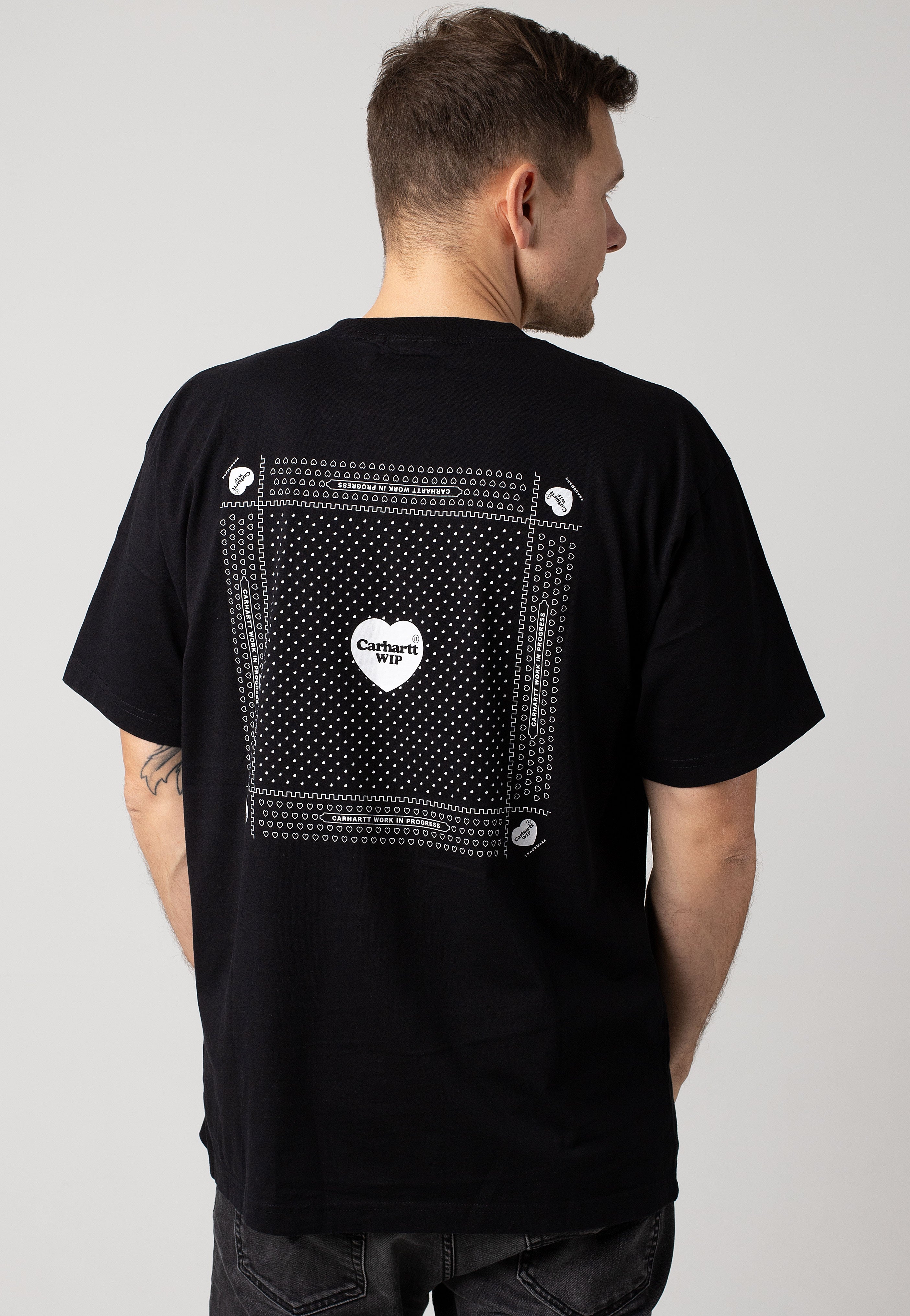 Carhartt WIP - Heart Bandana Stone Washed Black/White - T-Shirt | Men-Image