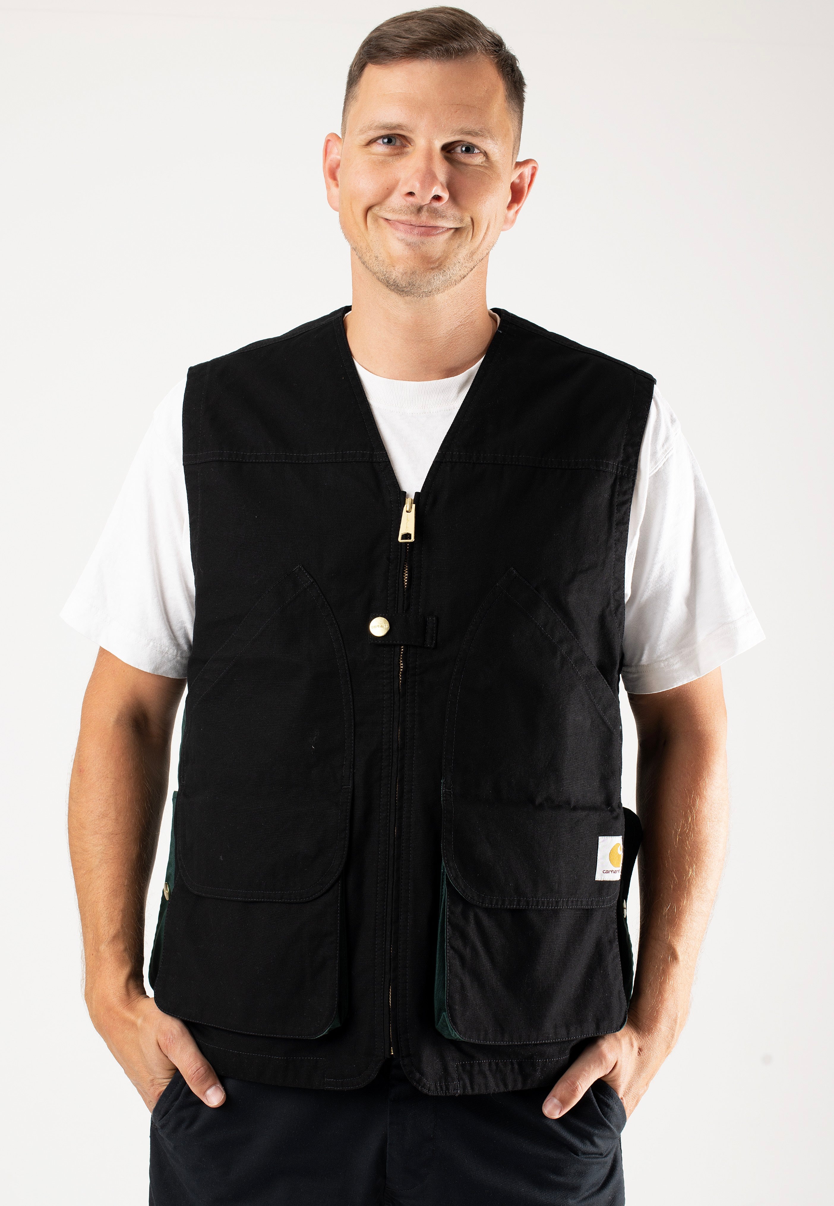 Carhartt WIP - Heston Heavy Stone Wash Black/Discovery Green - Vest | Men-Image