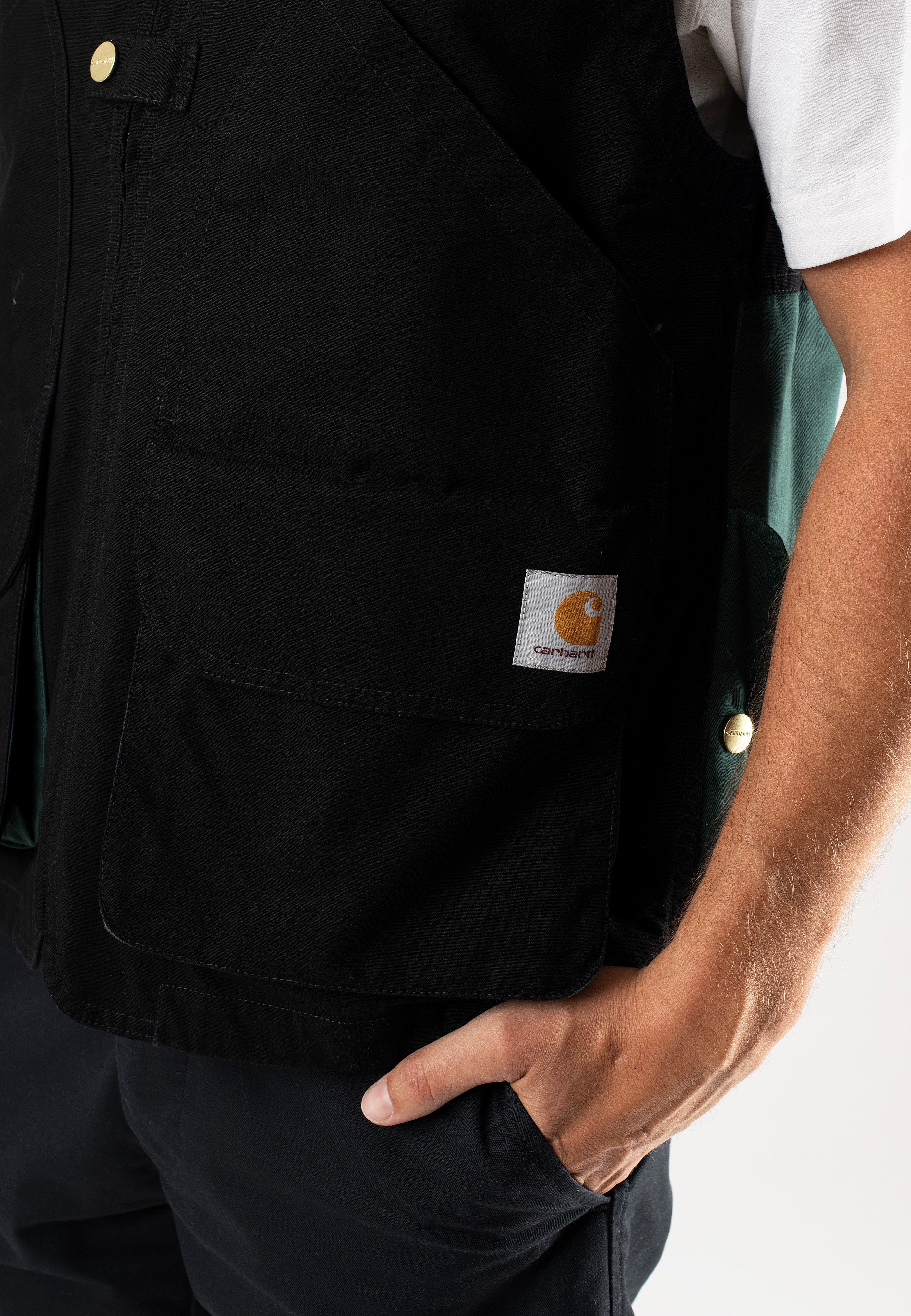 Carhartt WIP - Heston Heavy Stone Wash Black/Discovery Green - Vest | Men-Image