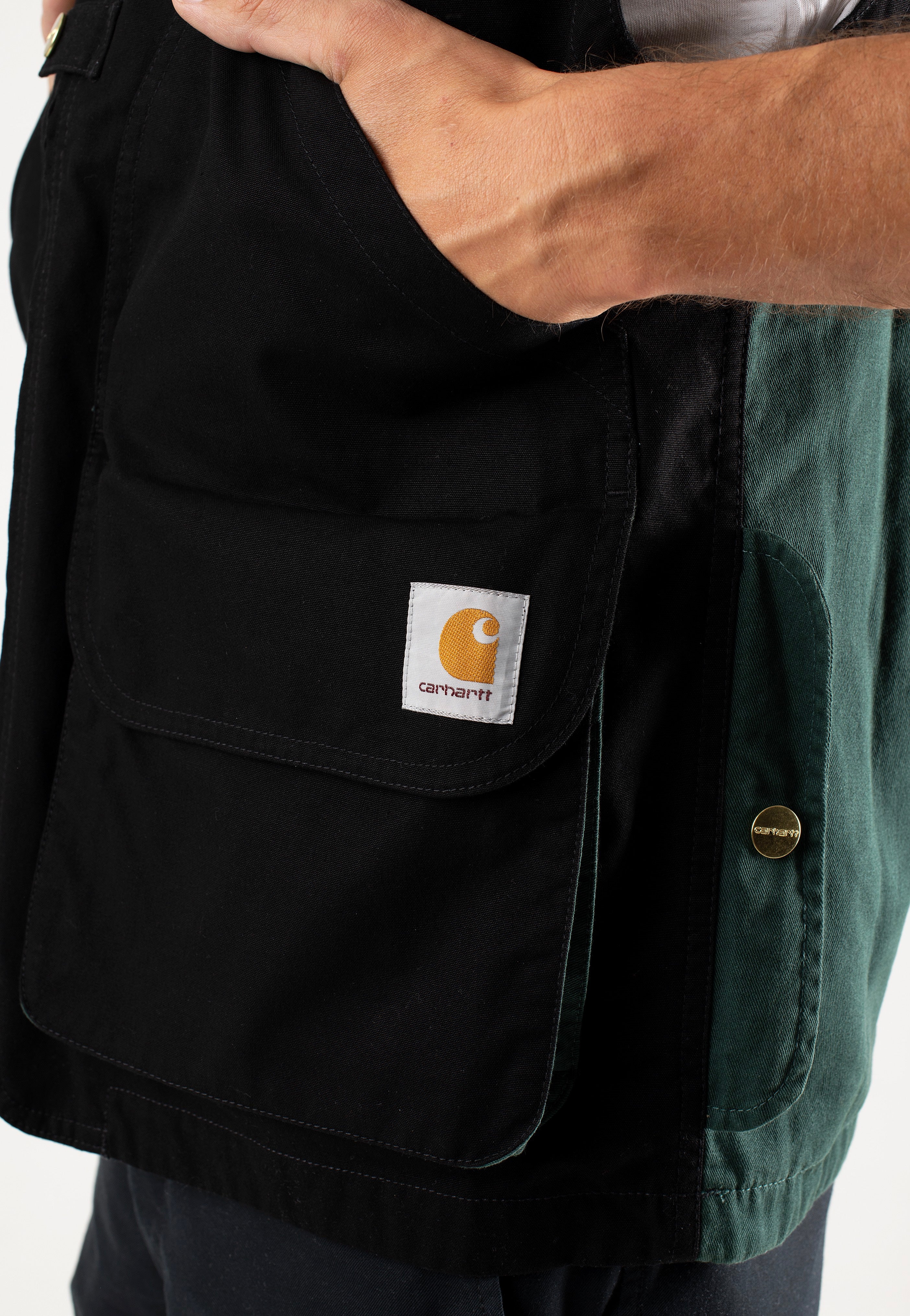 Carhartt WIP - Heston Heavy Stone Wash Black/Discovery Green - Vest | Men-Image