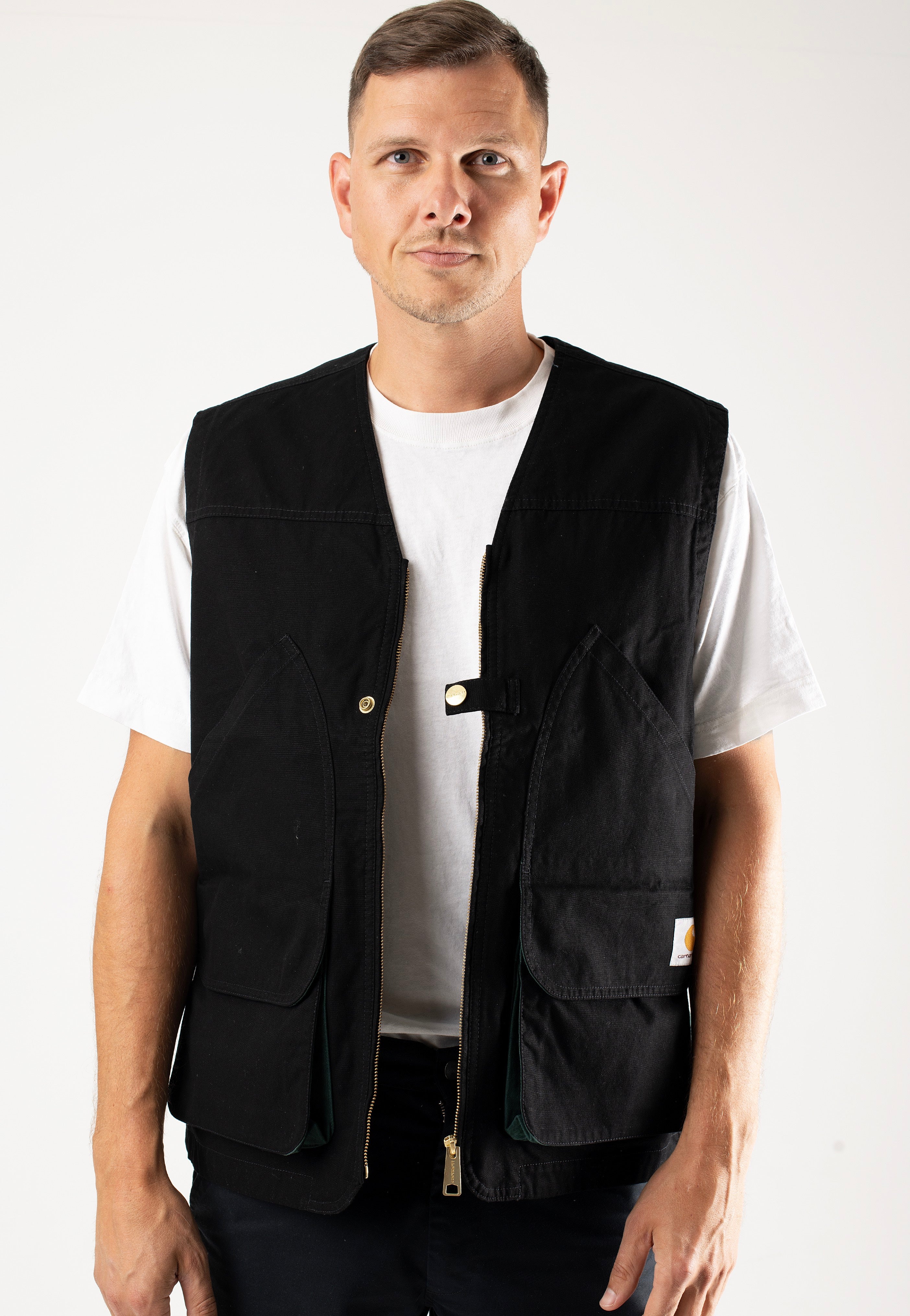 Carhartt WIP - Heston Heavy Stone Wash Black/Discovery Green - Vest | Men-Image