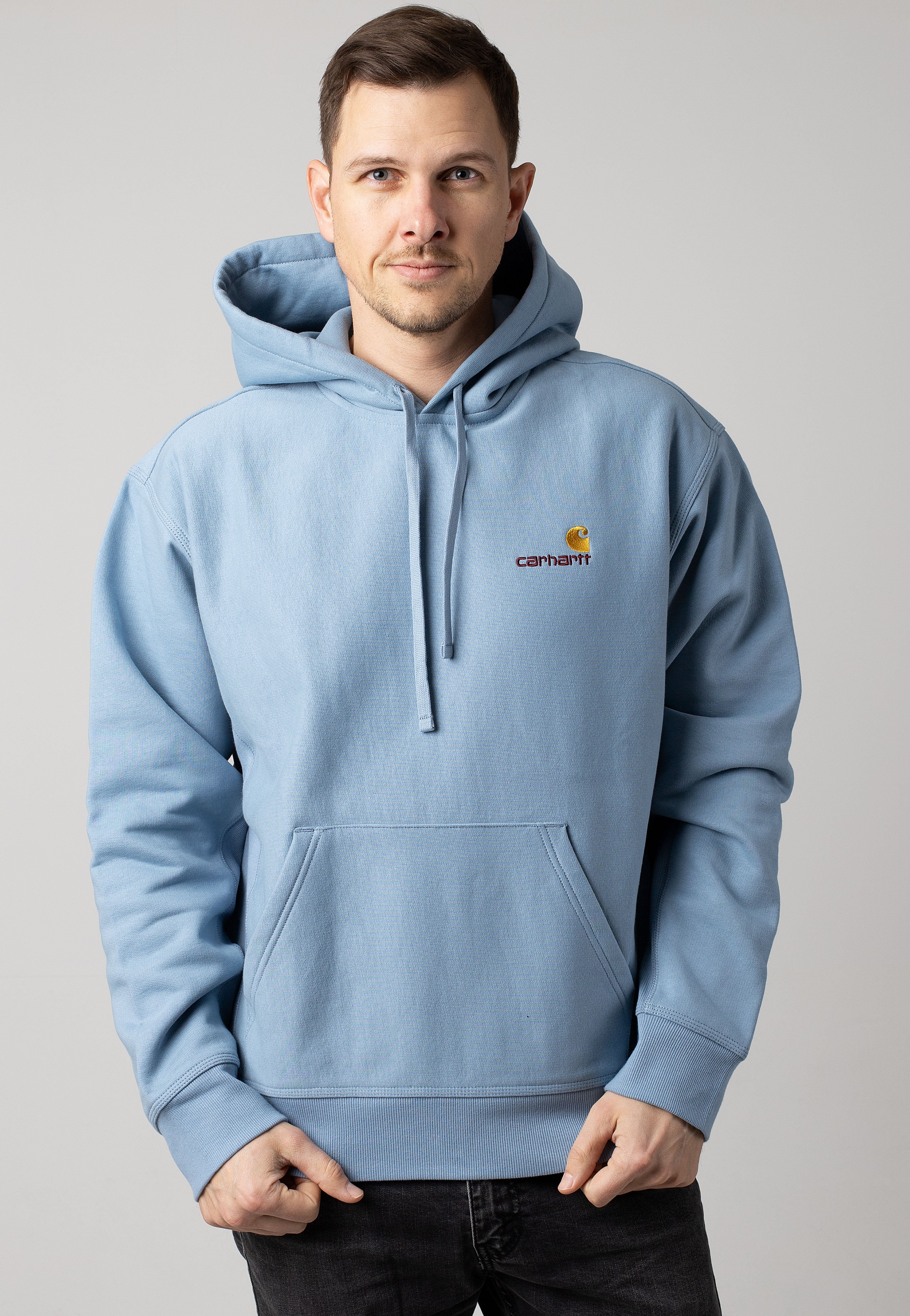 Carhartt WIP - Hooded American Script Frosted Blue - Hoodie | Men-Image