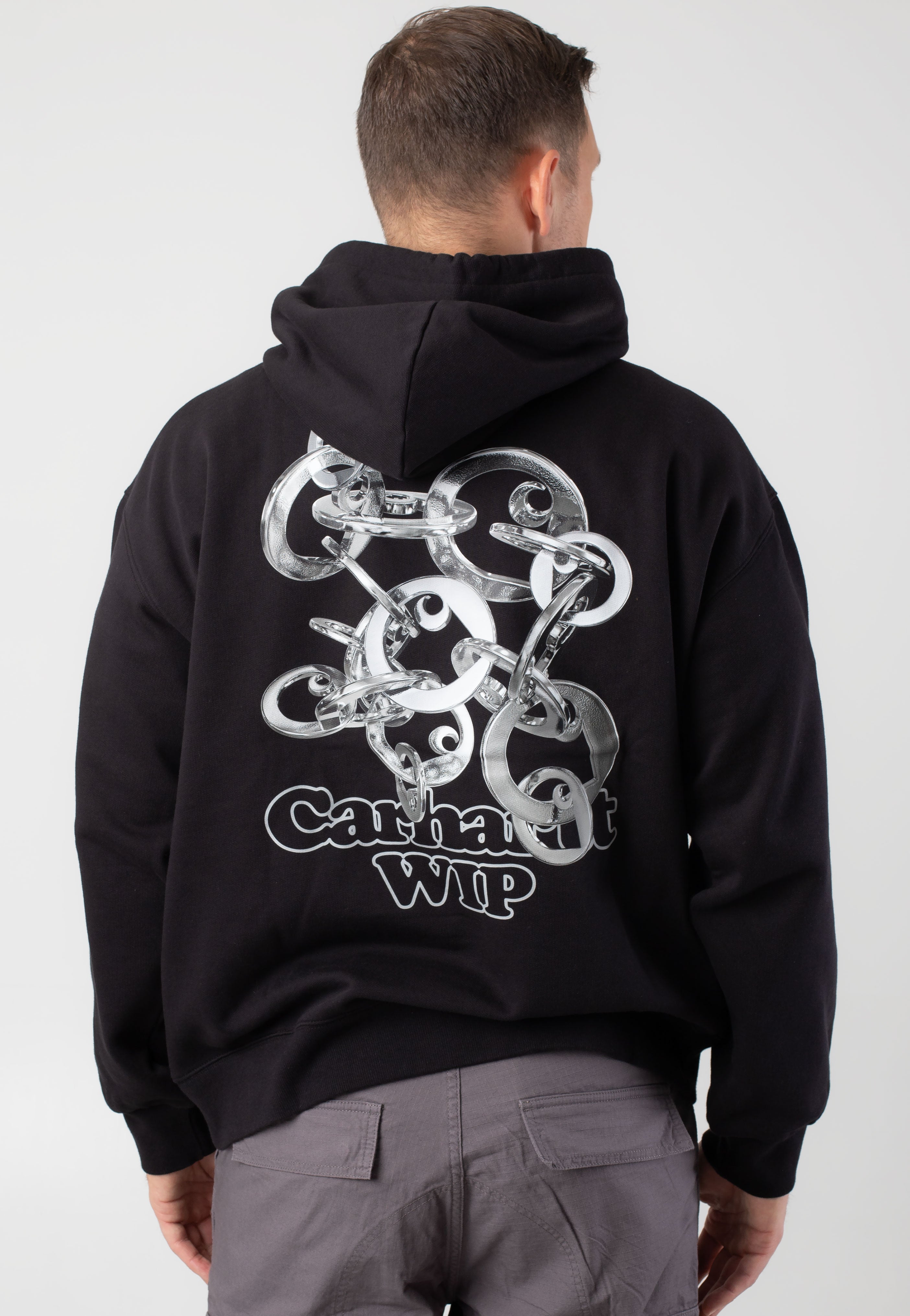 Carhartt WIP - Hooded Charm Link Stone Washed Black/Silver - Hoodie | Men-Image