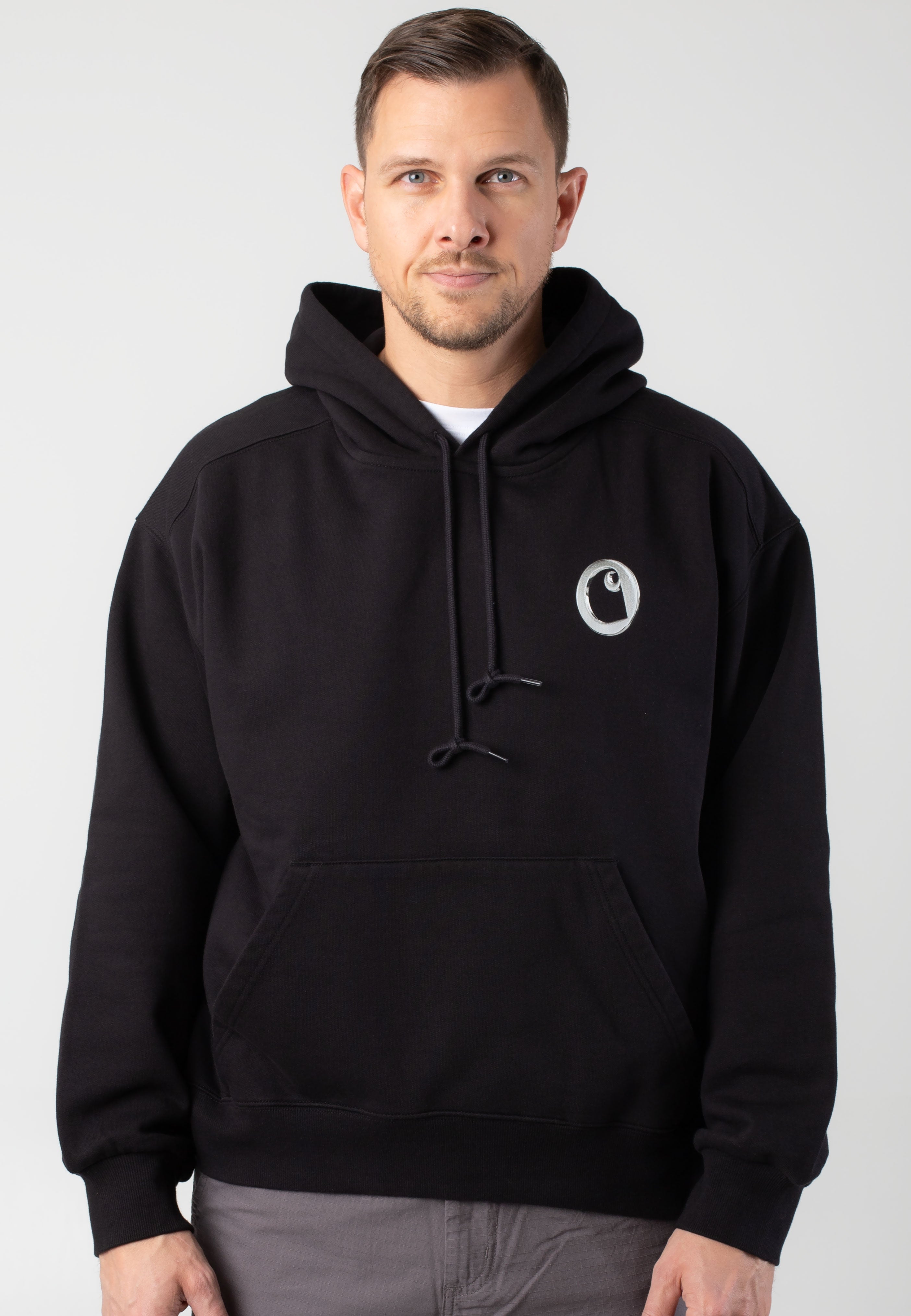 Carhartt WIP - Hooded Charm Link Stone Washed Black/Silver - Hoodie | Men-Image