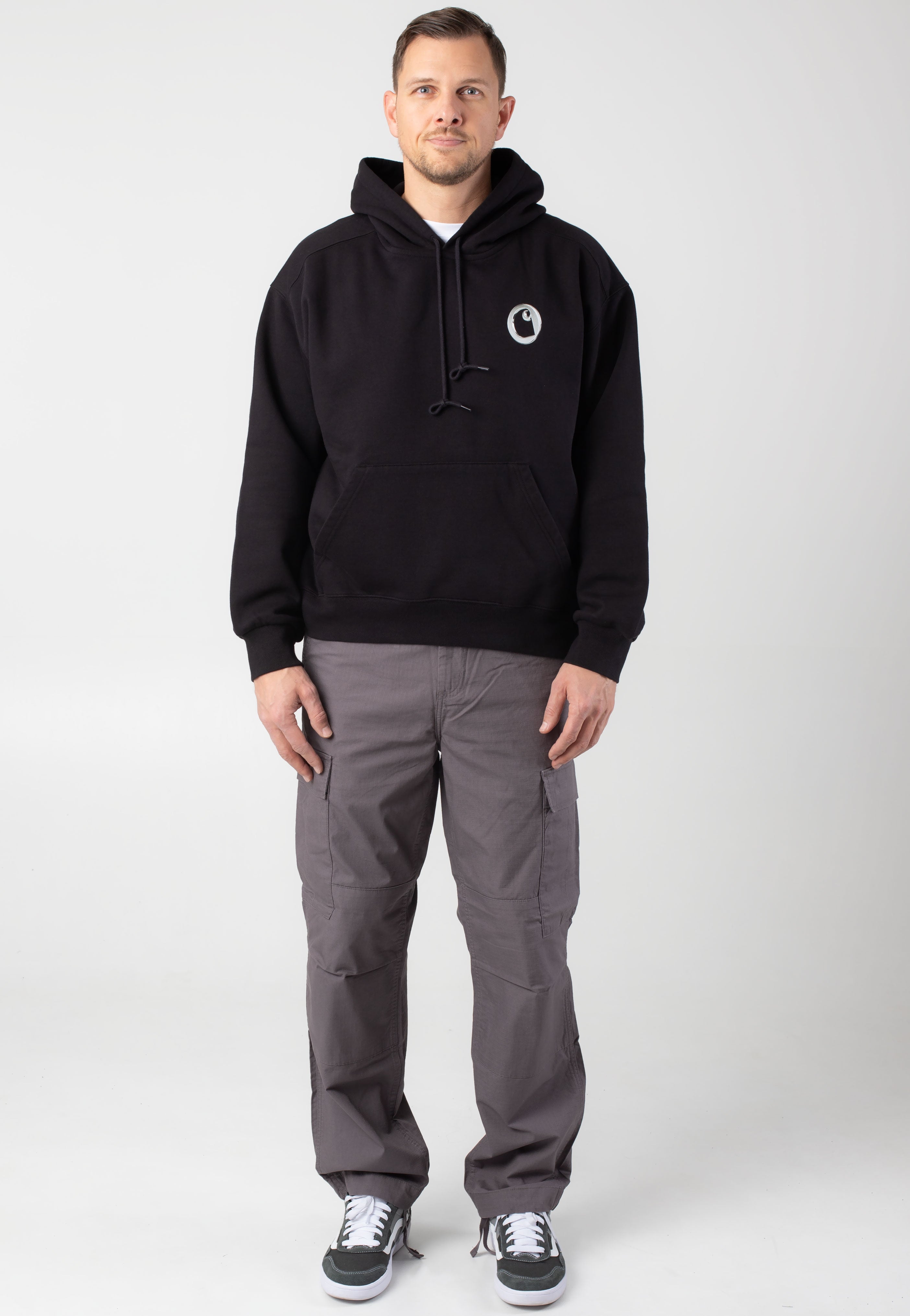 Carhartt WIP - Hooded Charm Link Stone Washed Black/Silver - Hoodie | Men-Image