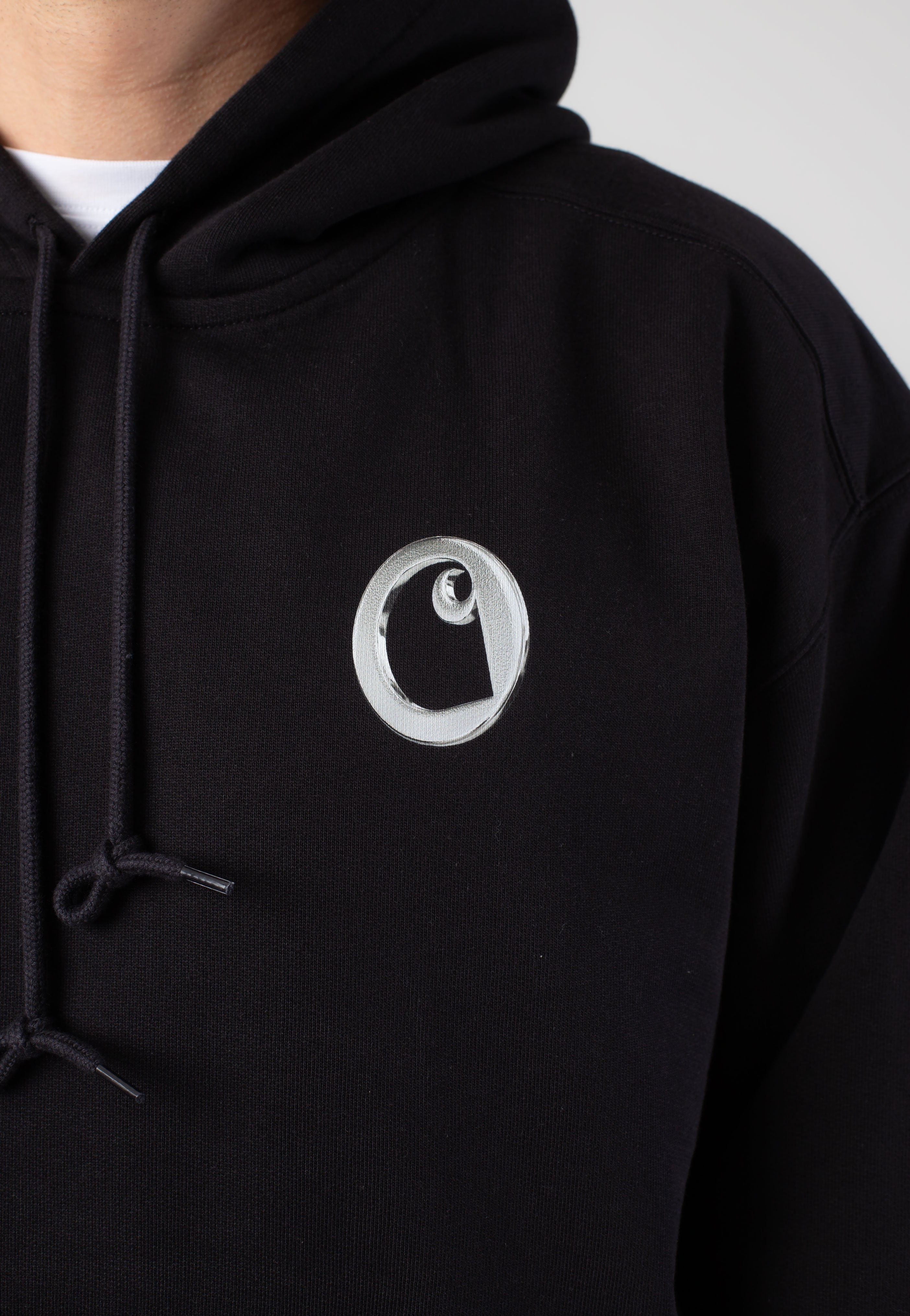 Carhartt WIP - Hooded Charm Link Stone Washed Black/Silver - Hoodie | Men-Image