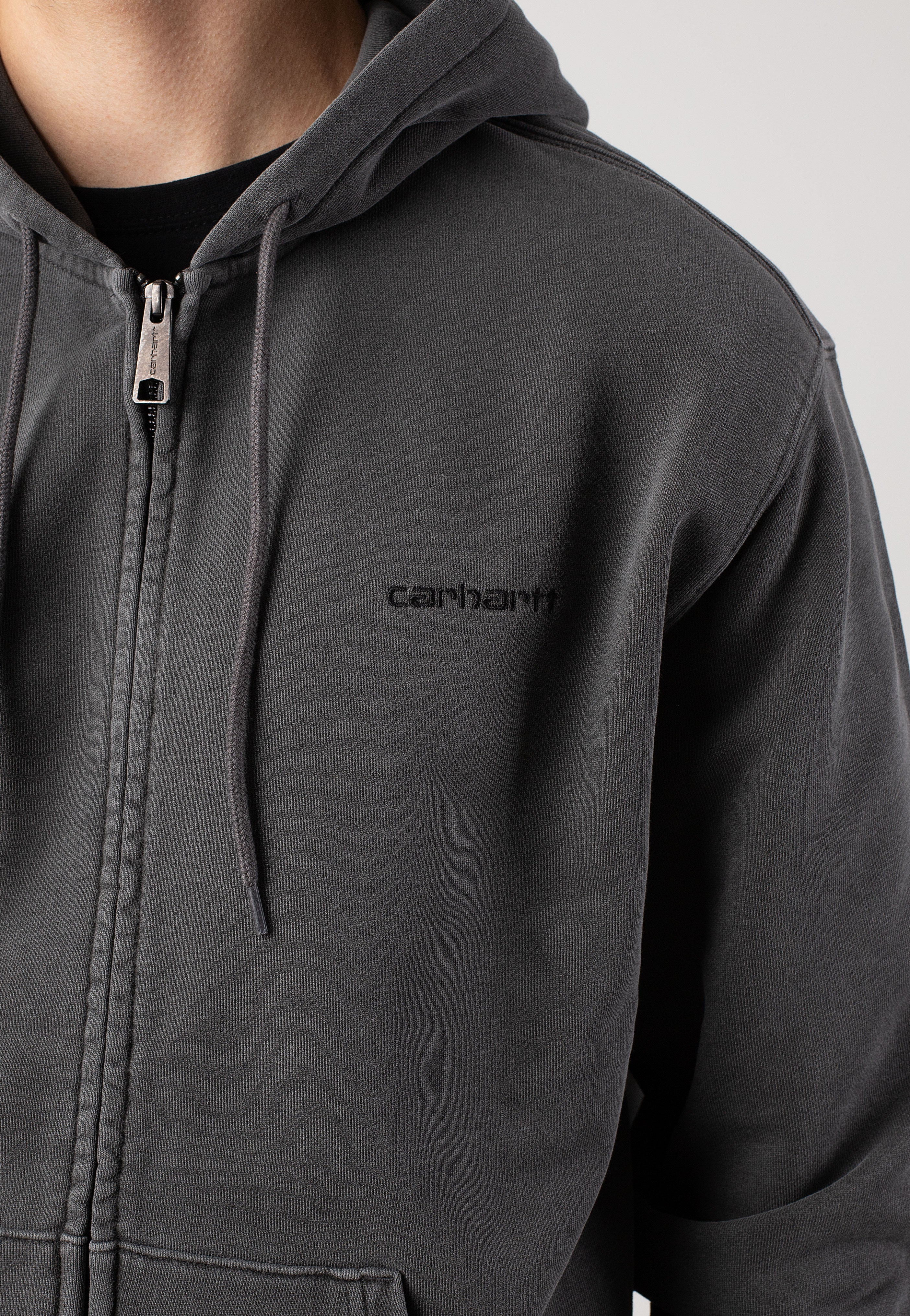 Carhartt WIP - Hooded Duster Script Garment Dyed Black - Zipper | Men-Image