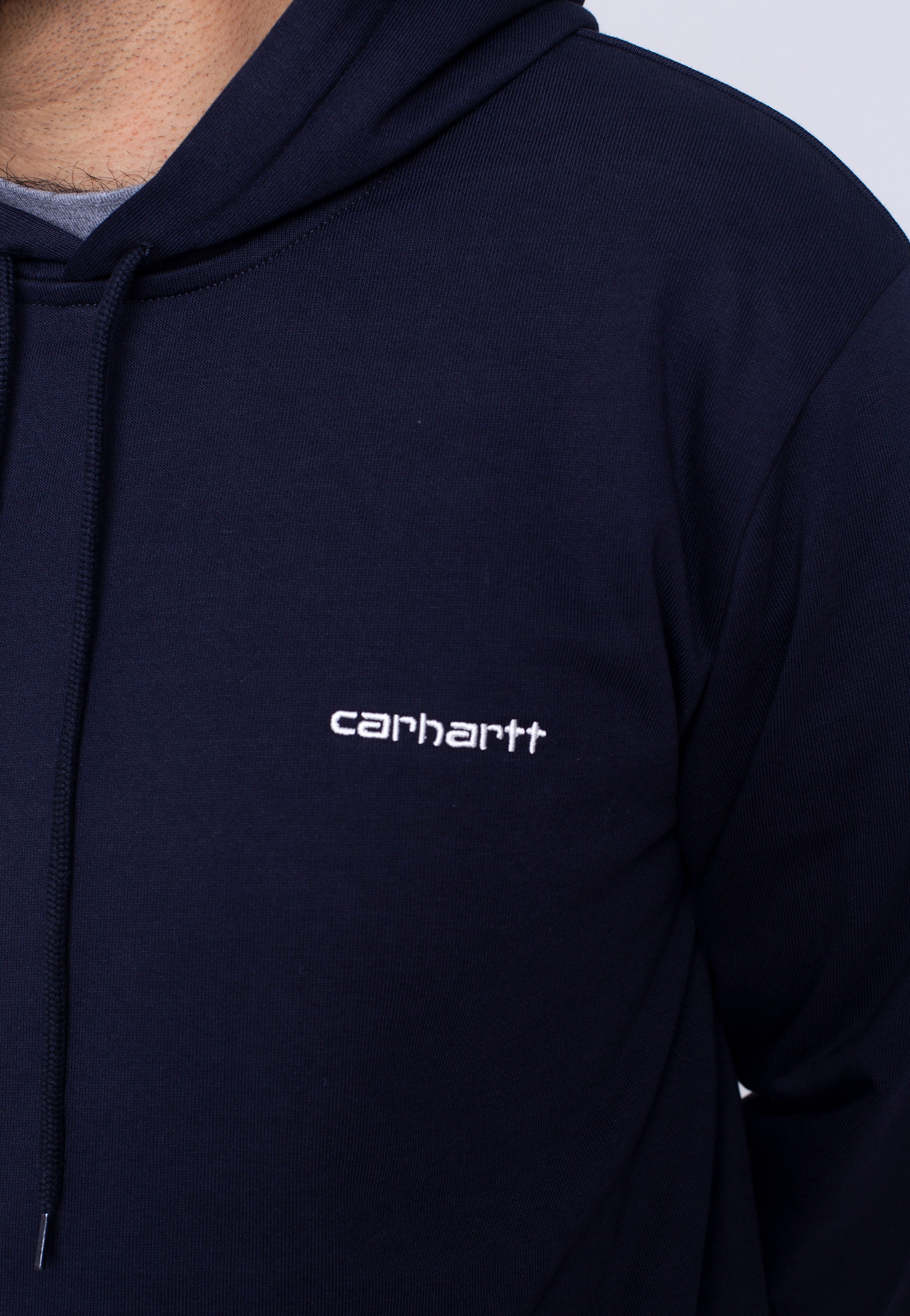 Carhartt WIP - Hooded Script Embroidery Sweat Dark Navy/White - Hoodie | Men-Image