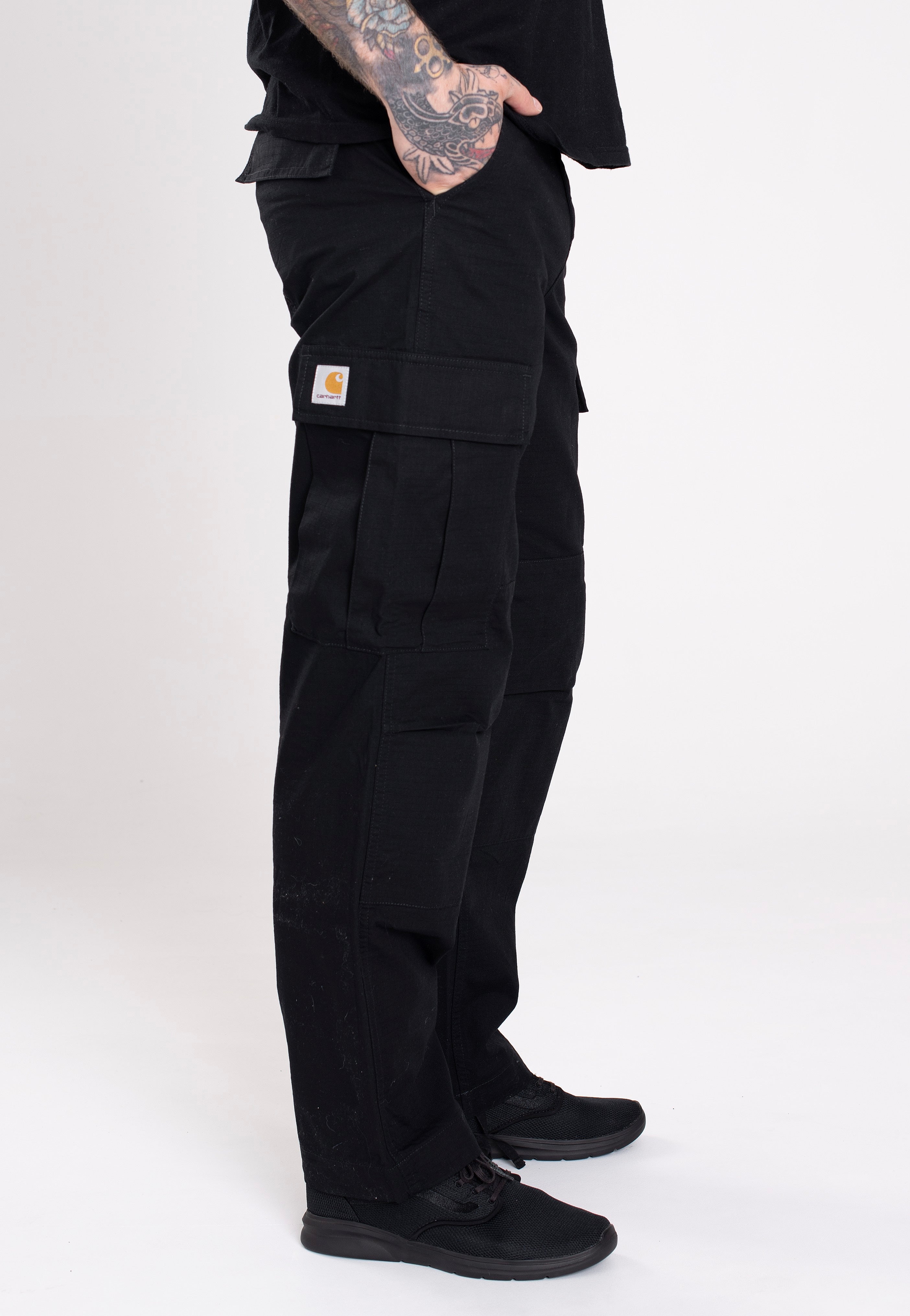 Carhartt WIP - Regular Cargo Rinsed Black - Pants | Men-Image