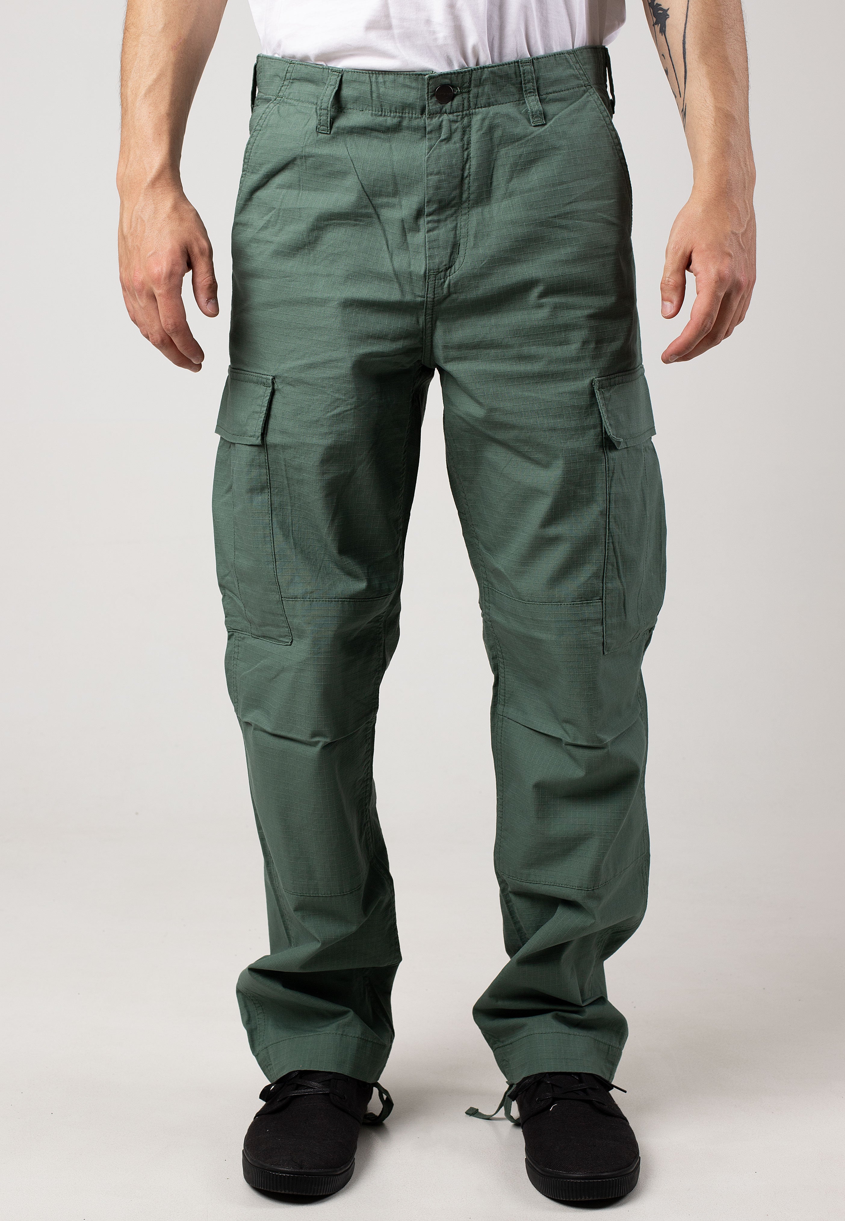 Carhartt WIP - Regular Cargo Rinsed Duck Green - Pants | Men-Image