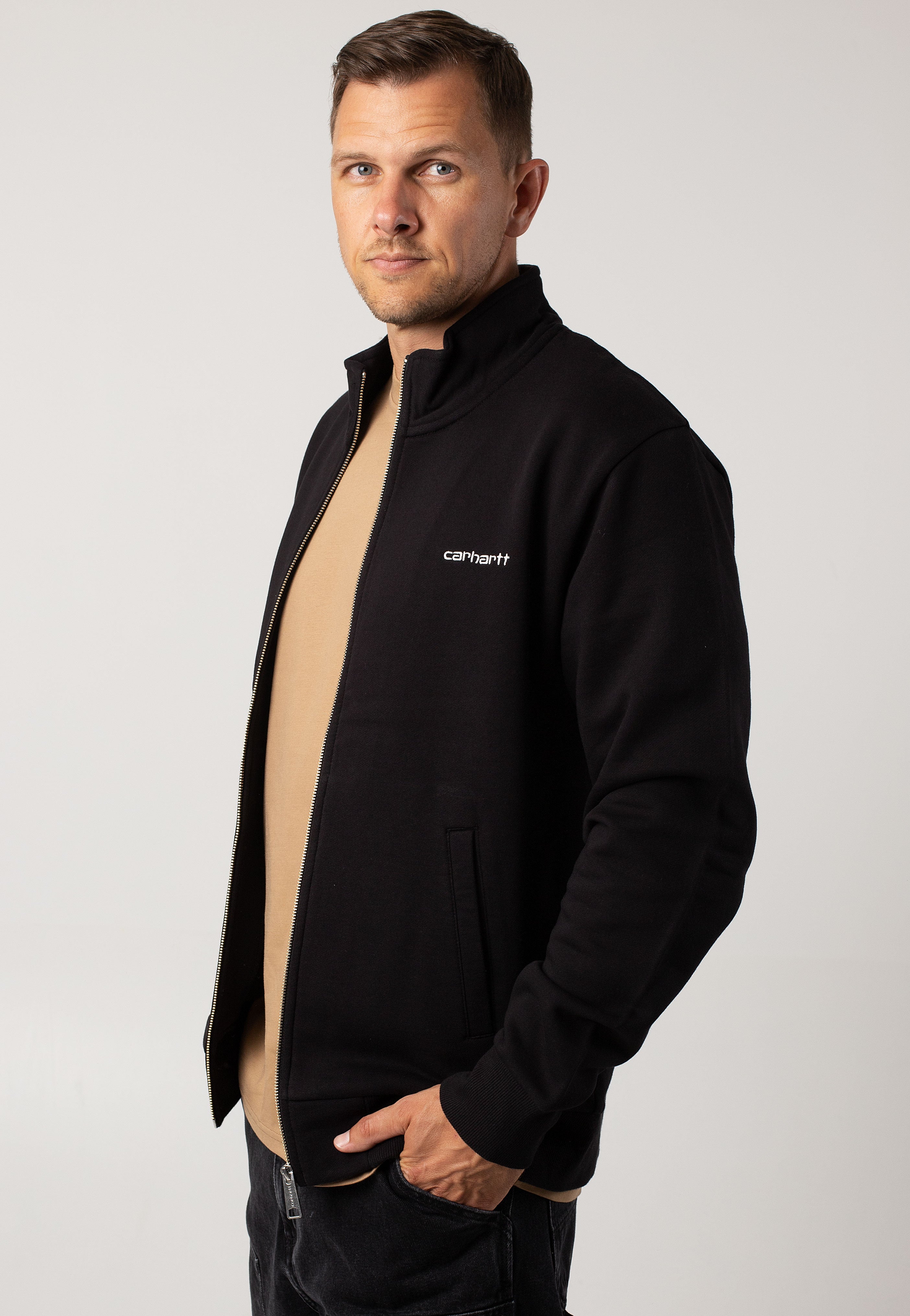 Carhartt WIP - Script Embroidery Black/White - Track Jacket | Men-Image