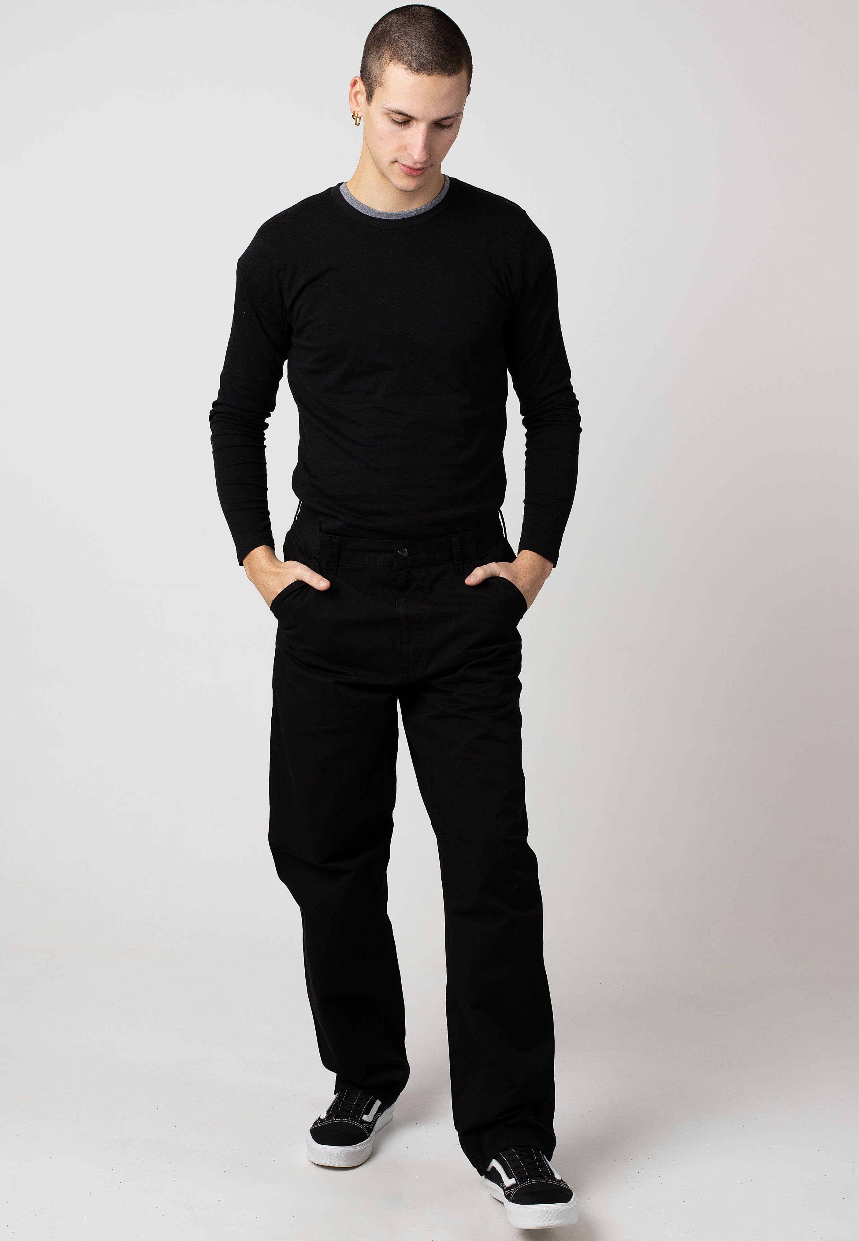 Carhartt WIP - Single Knee Garment Dyed Black - Pants | Men-Image