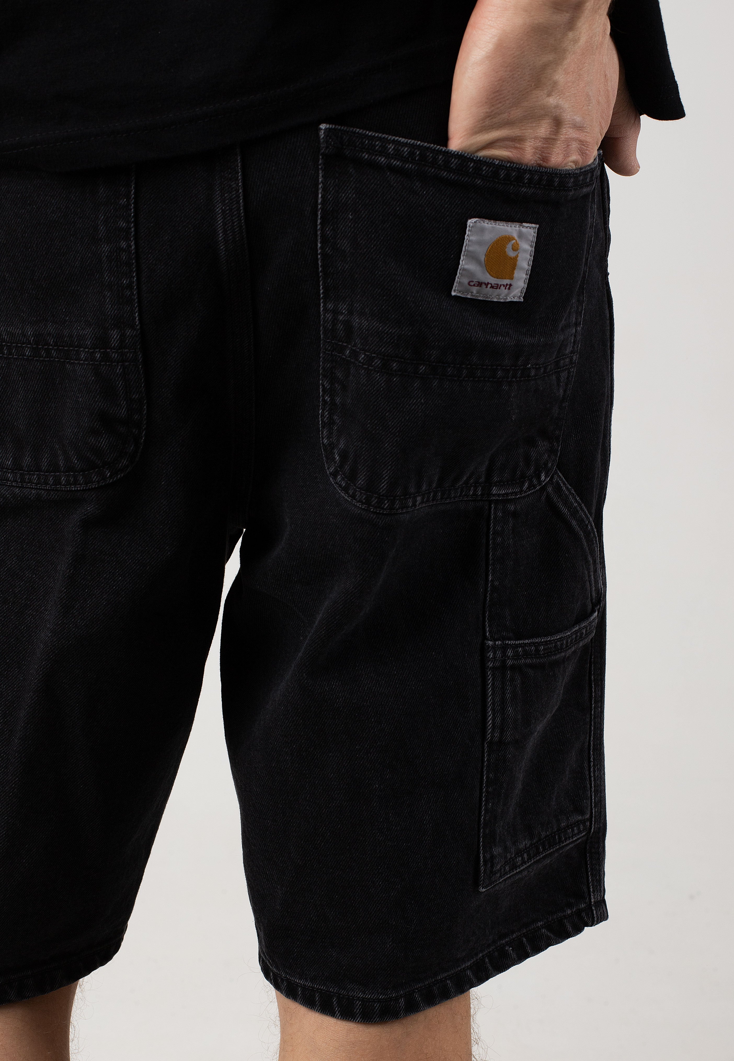 Carhartt WIP - Single Knee Stone Washed Black - Shorts | Men-Image