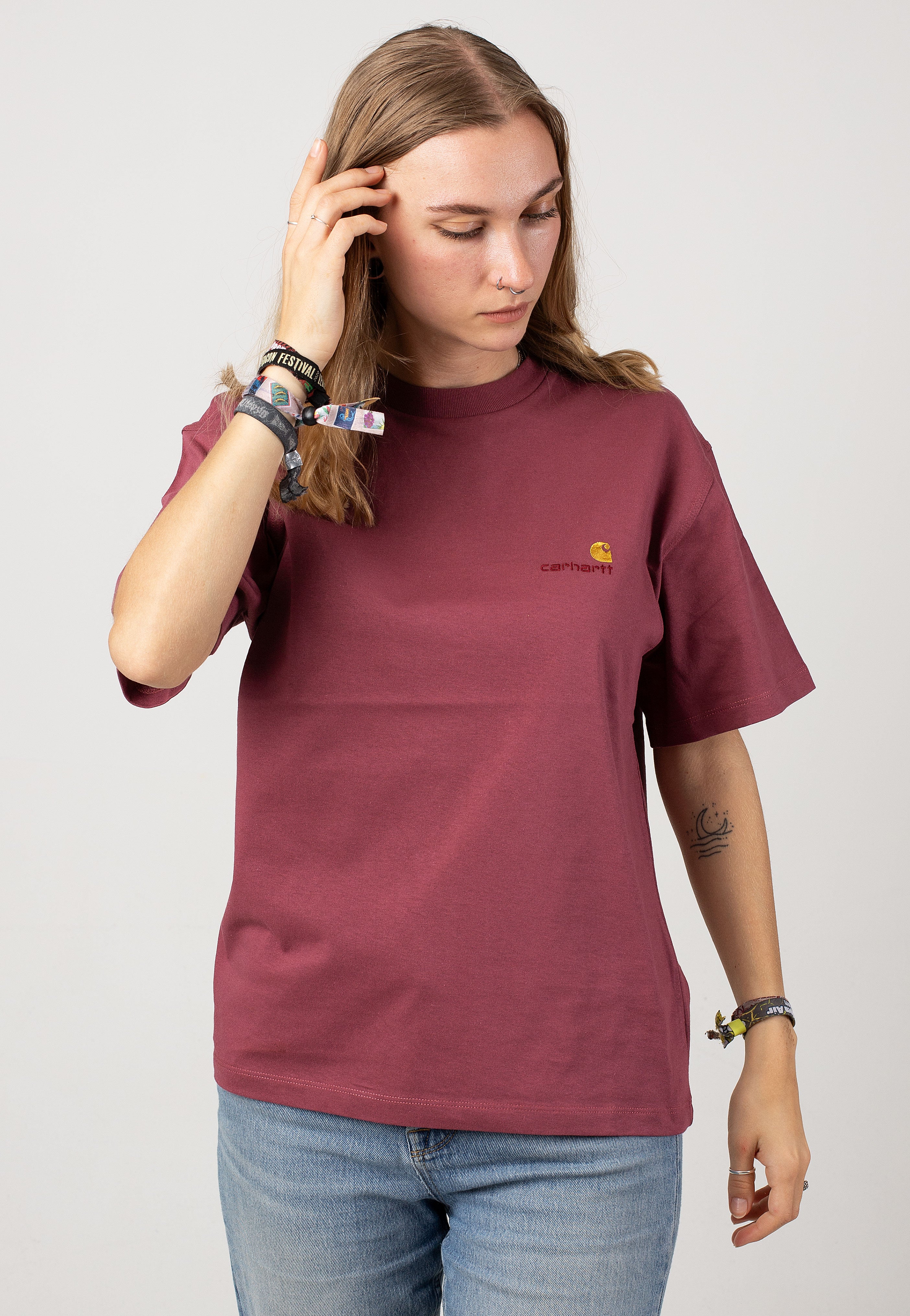 Carhartt WIP - W' American Script Dusty Fuchsia - T-Shirt | Women-Image