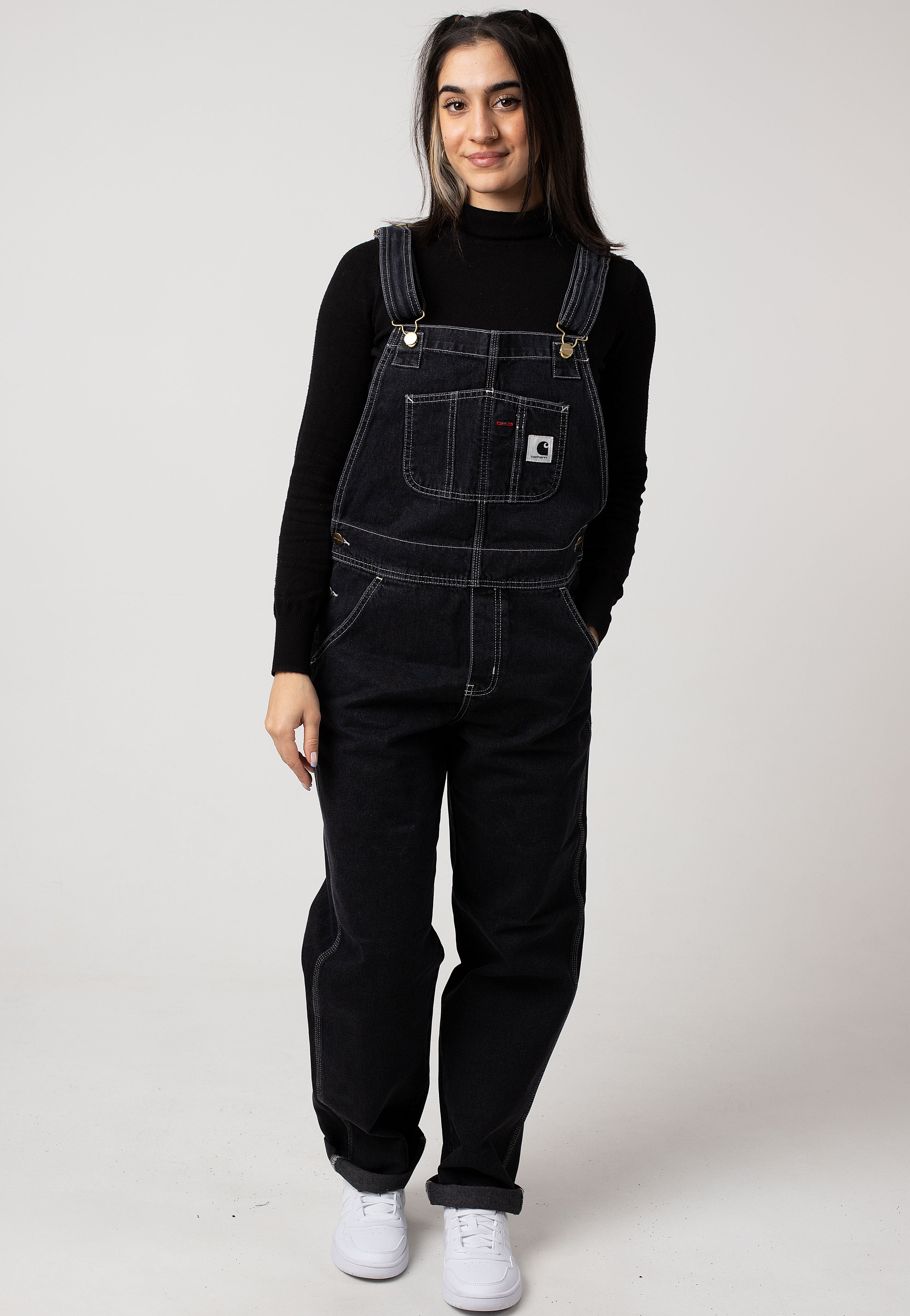 Carhartt WIP - W' Bib Overall Straight Stone Washed Black - Dungarees | Women-Image