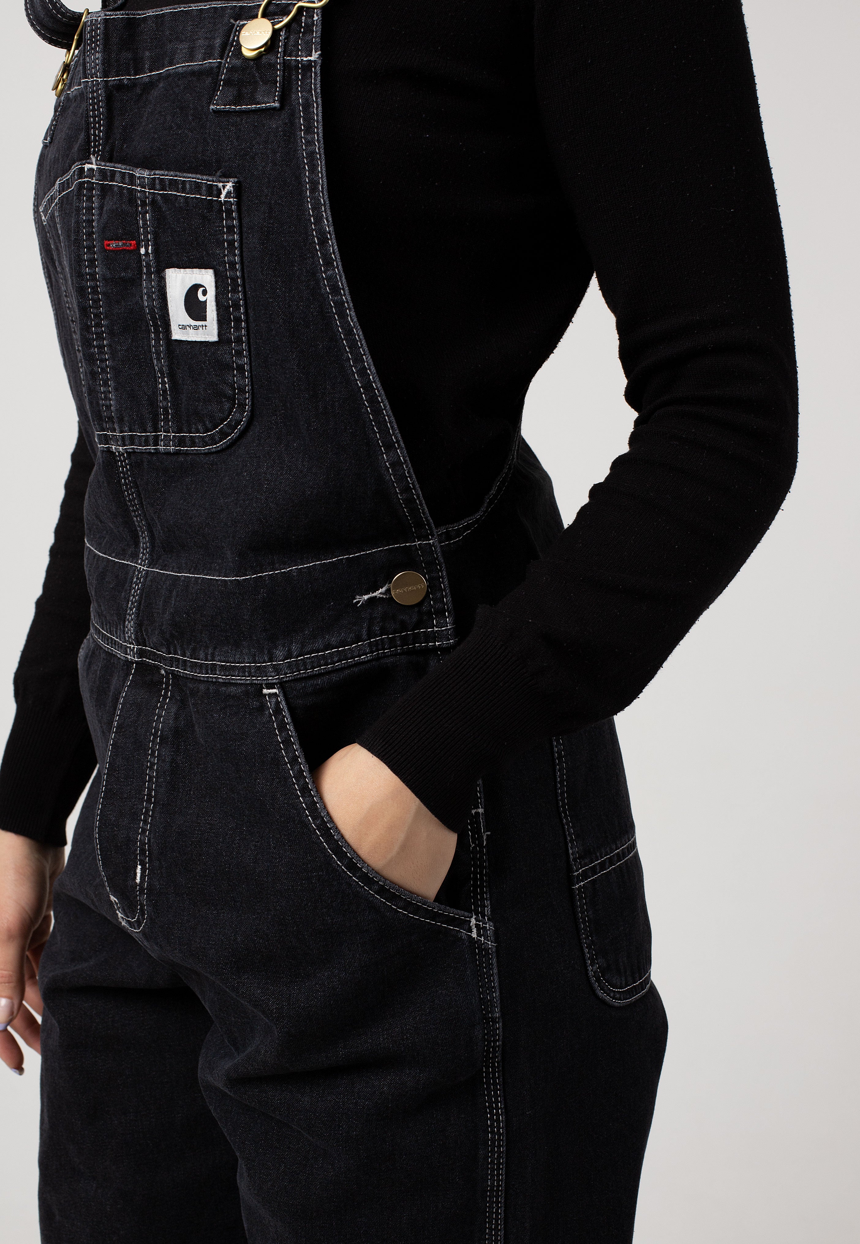 Carhartt WIP - W' Bib Overall Straight Stone Washed Black - Dungarees | Women-Image