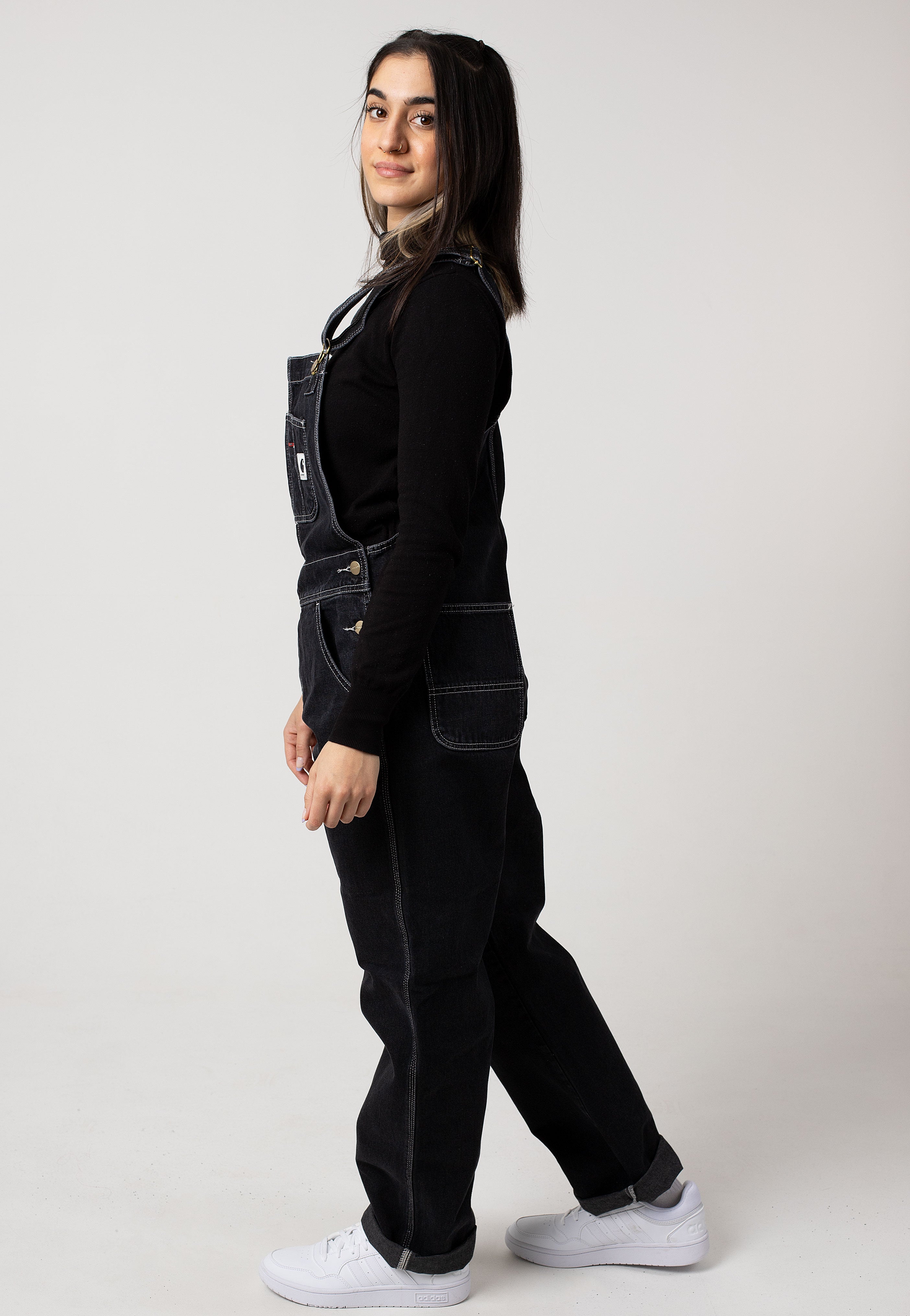 Carhartt WIP - W' Bib Overall Straight Stone Washed Black - Dungarees | Women-Image