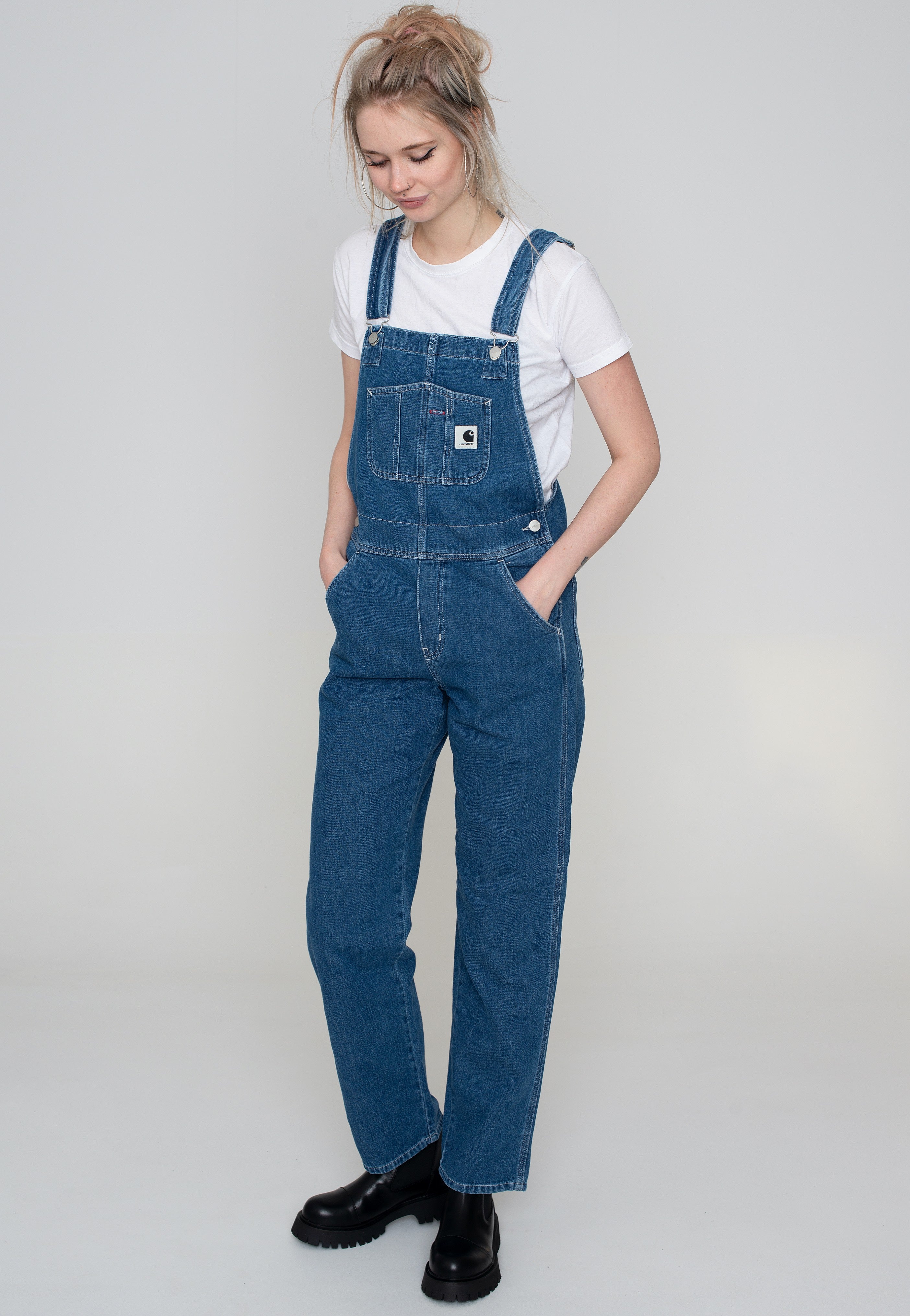 Carhartt WIP - W' Bib Overall Straight Stone Washed Blue - Dungarees | Women-Image