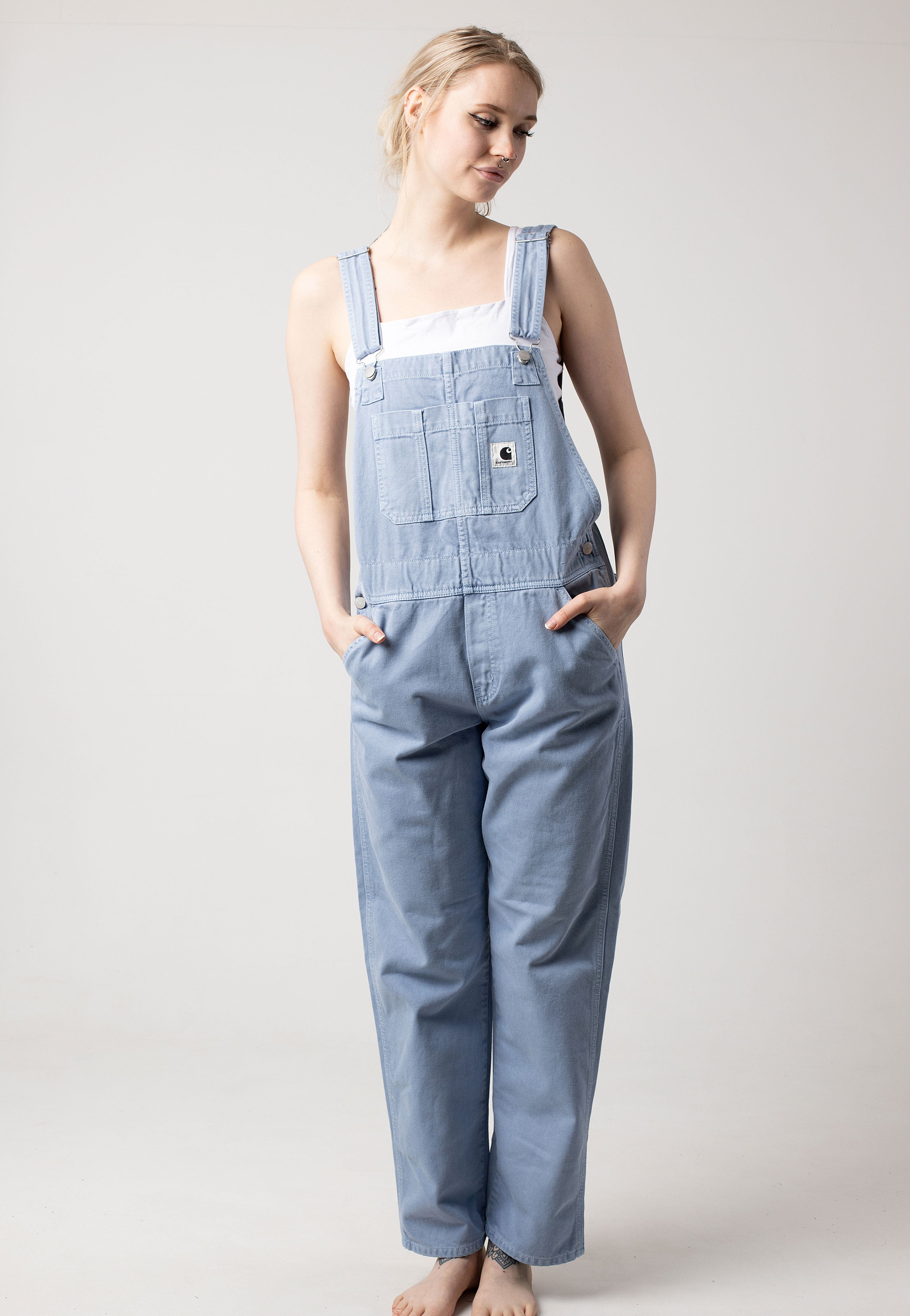 Carhartt WIP - W' Garrison Bib Stone Dyed Frosted Blue - Dungarees | Women-Image