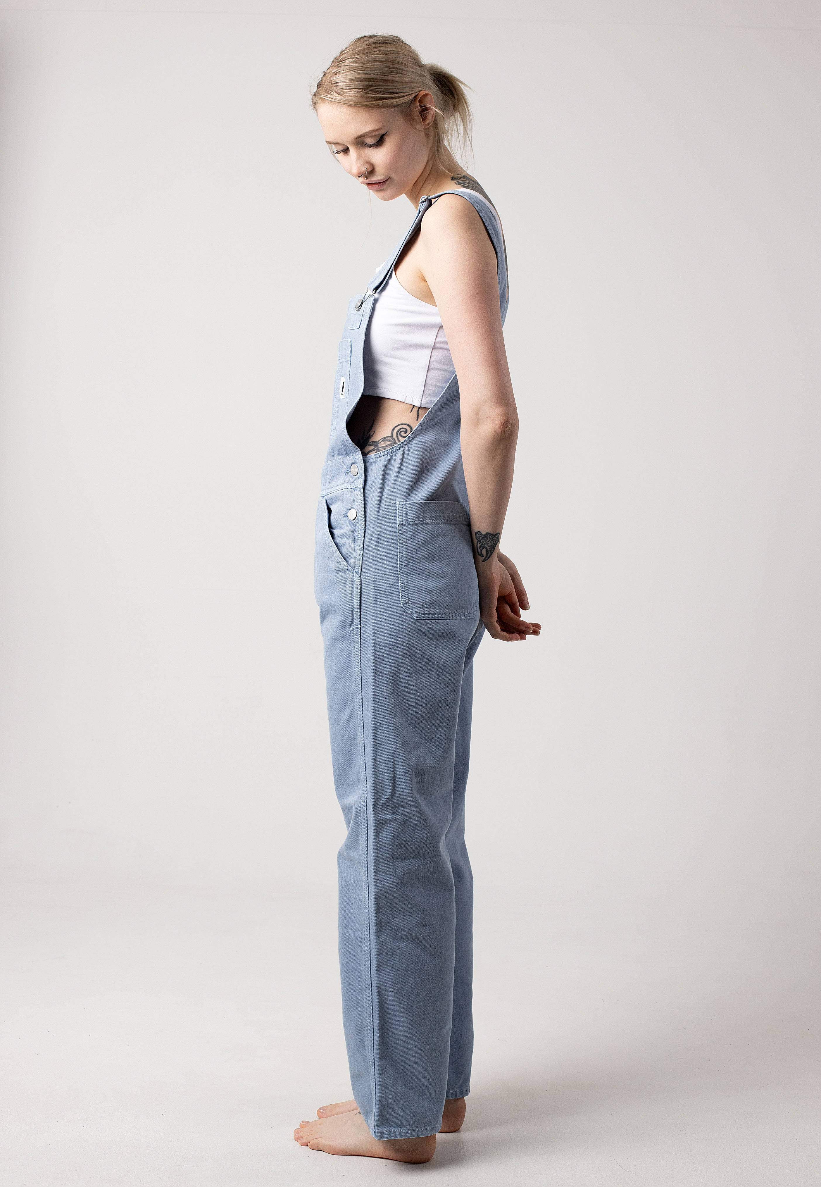 Carhartt WIP - W' Garrison Bib Stone Dyed Frosted Blue - Dungarees | Women-Image