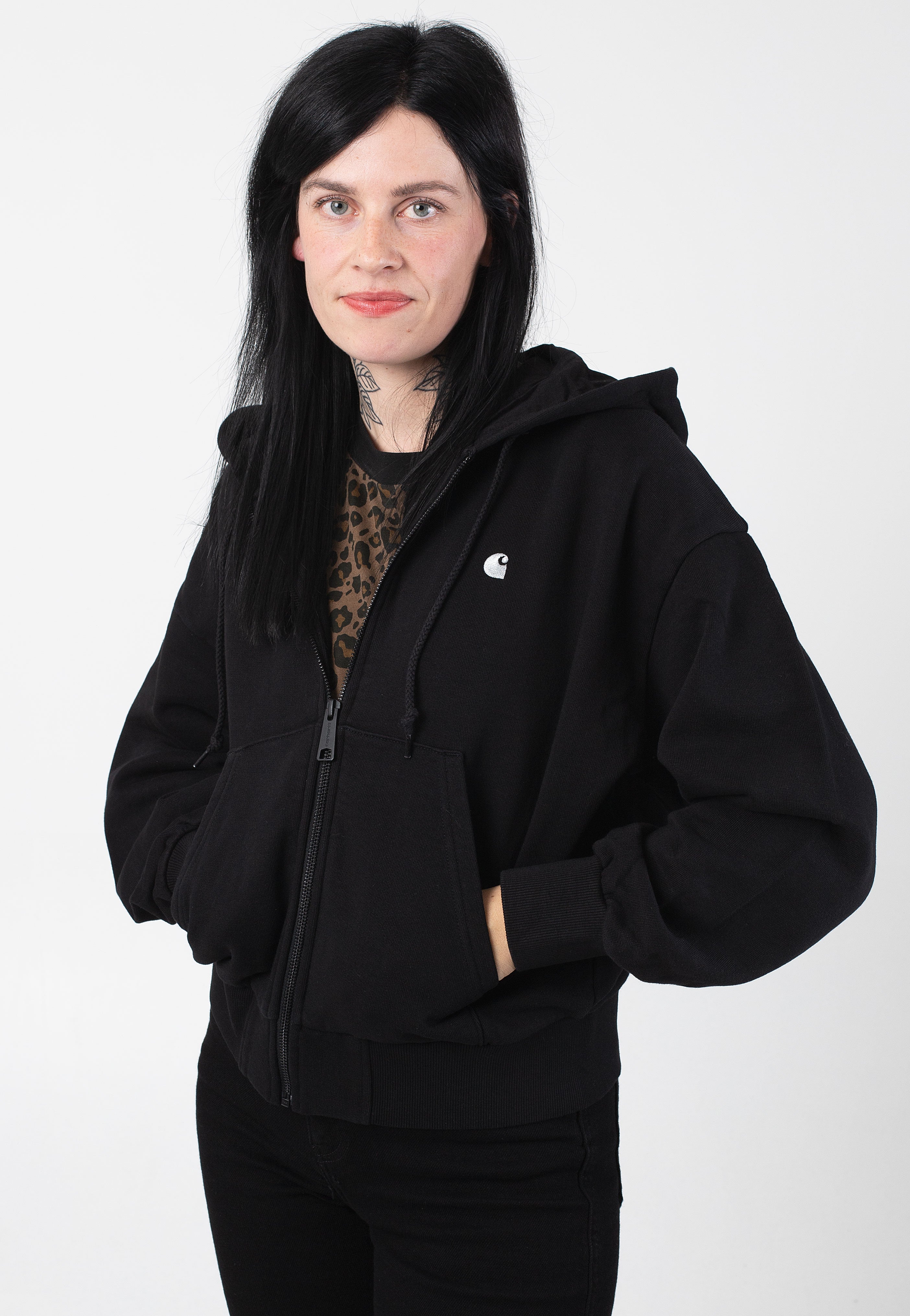 Carhartt WIP - W' Hooded Casey Black/Silver - Zipper | Women-Image