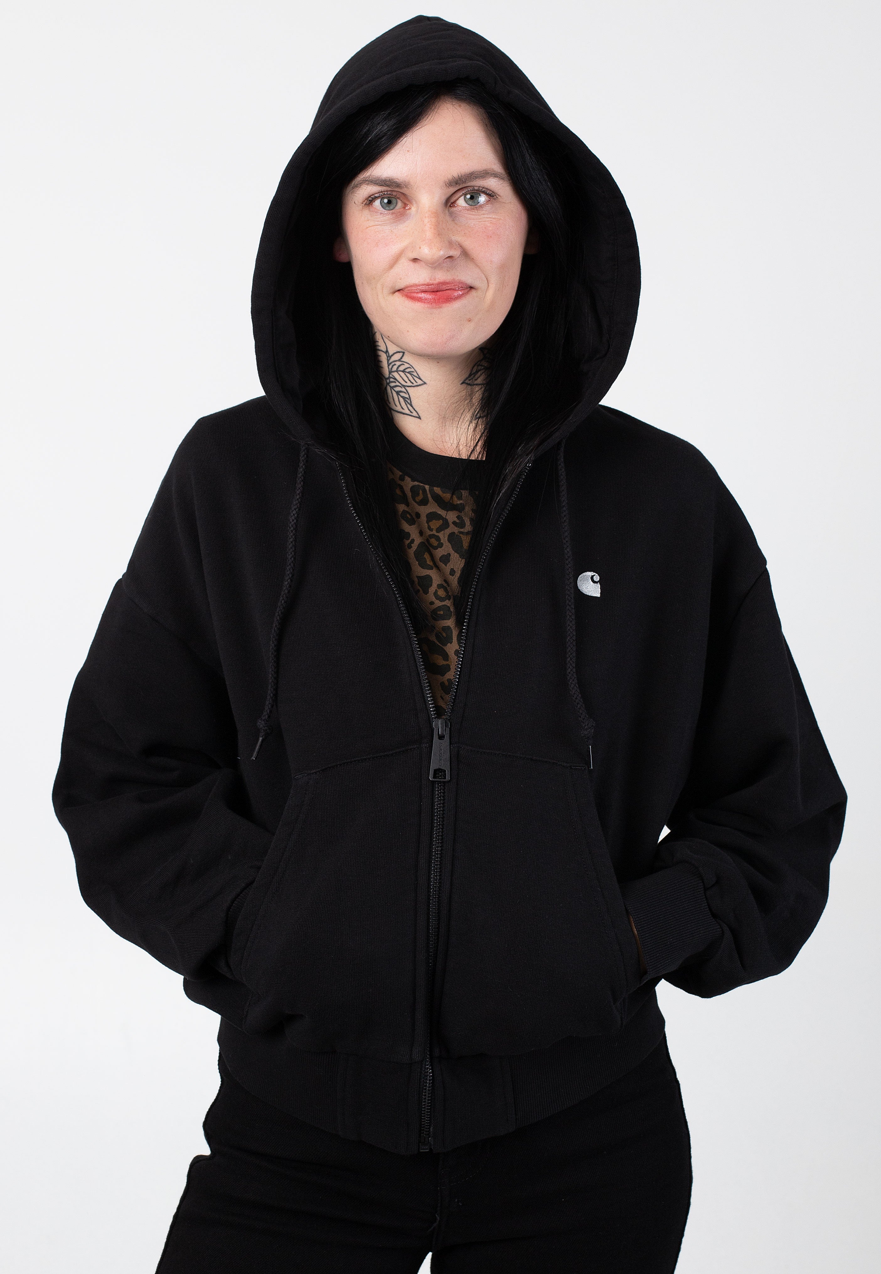 Carhartt WIP - W' Hooded Casey Black/Silver - Zipper | Women-Image