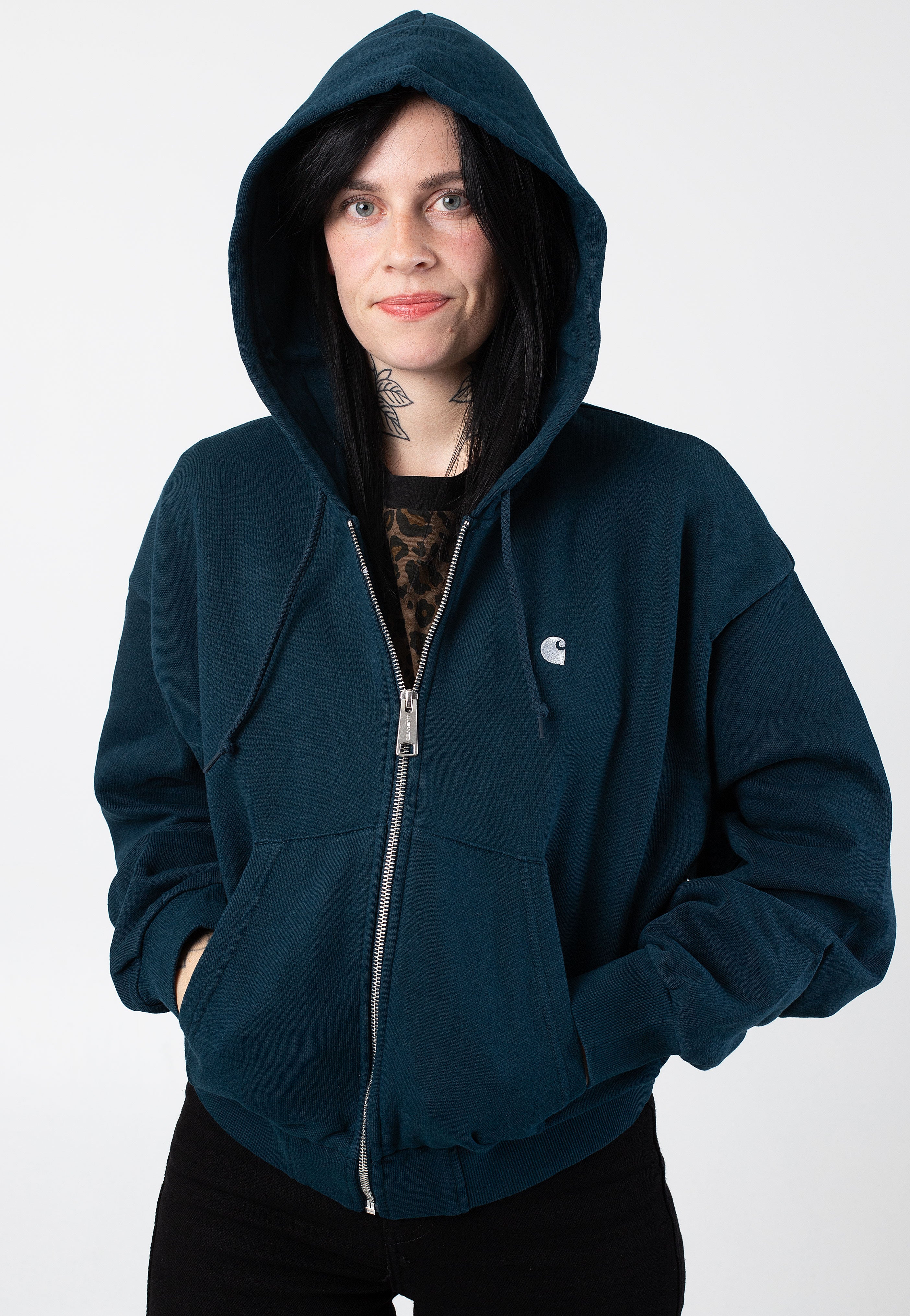 Carhartt WIP - W' Hooded Casey Duck Blue/Silver - Zipper | Women-Image