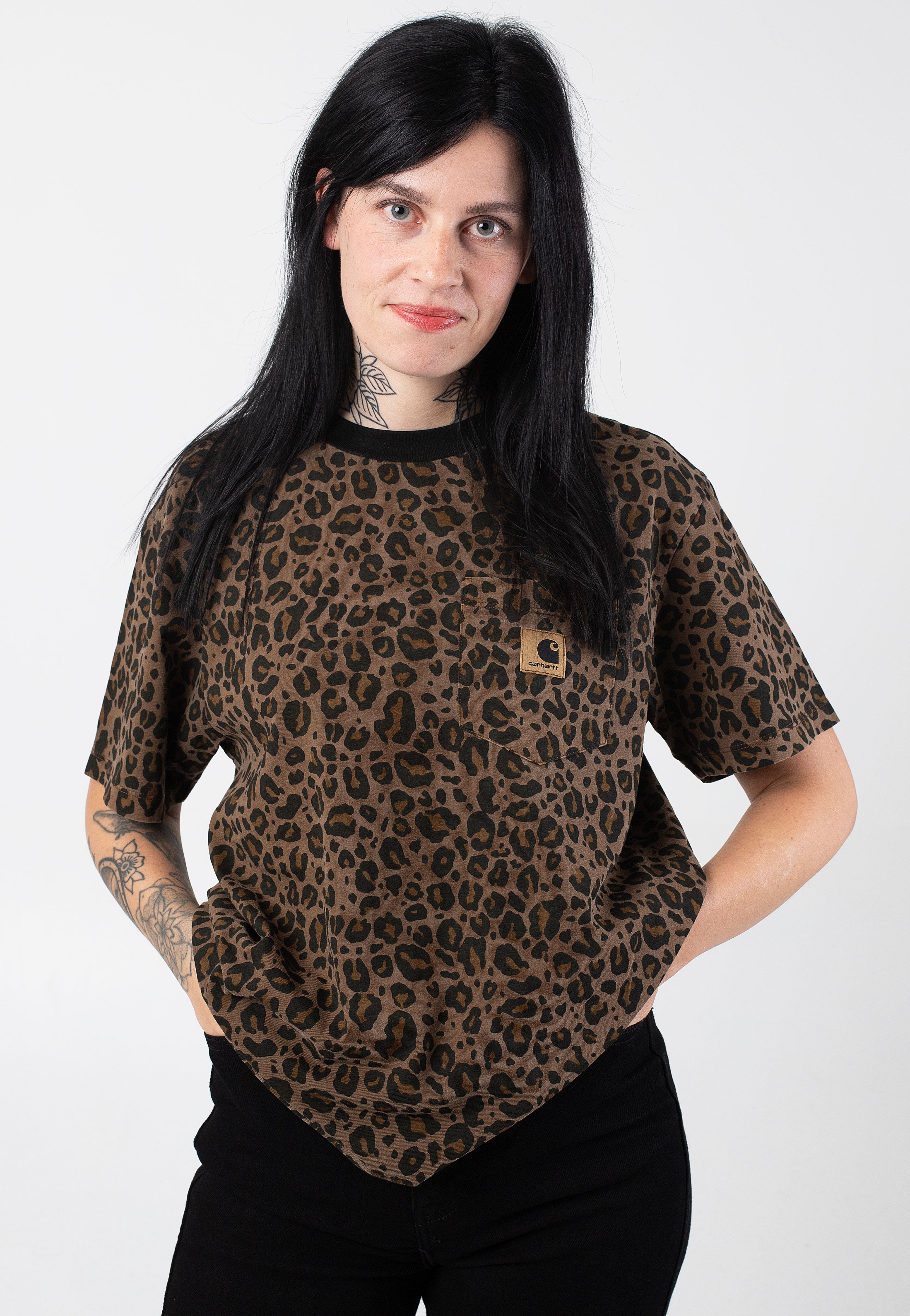 Carhartt WIP - W' Leo Pocket Garment Dyed Camo/Tamarind - T-Shirt | Women-Image