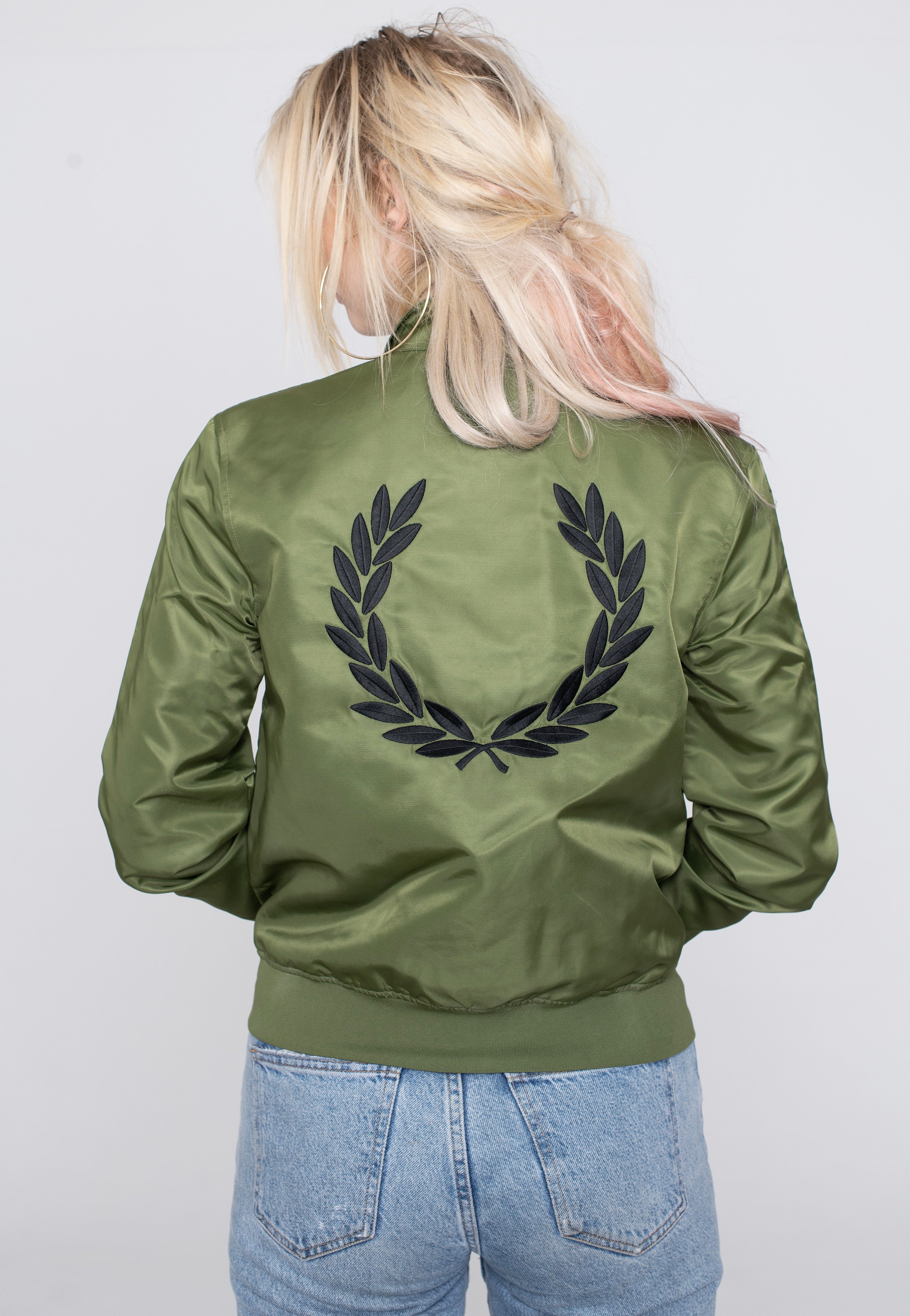 Fred Perry x Amy Winehouse - Printed Lining Zip Thru Parka Green - Jacket | Women-Image