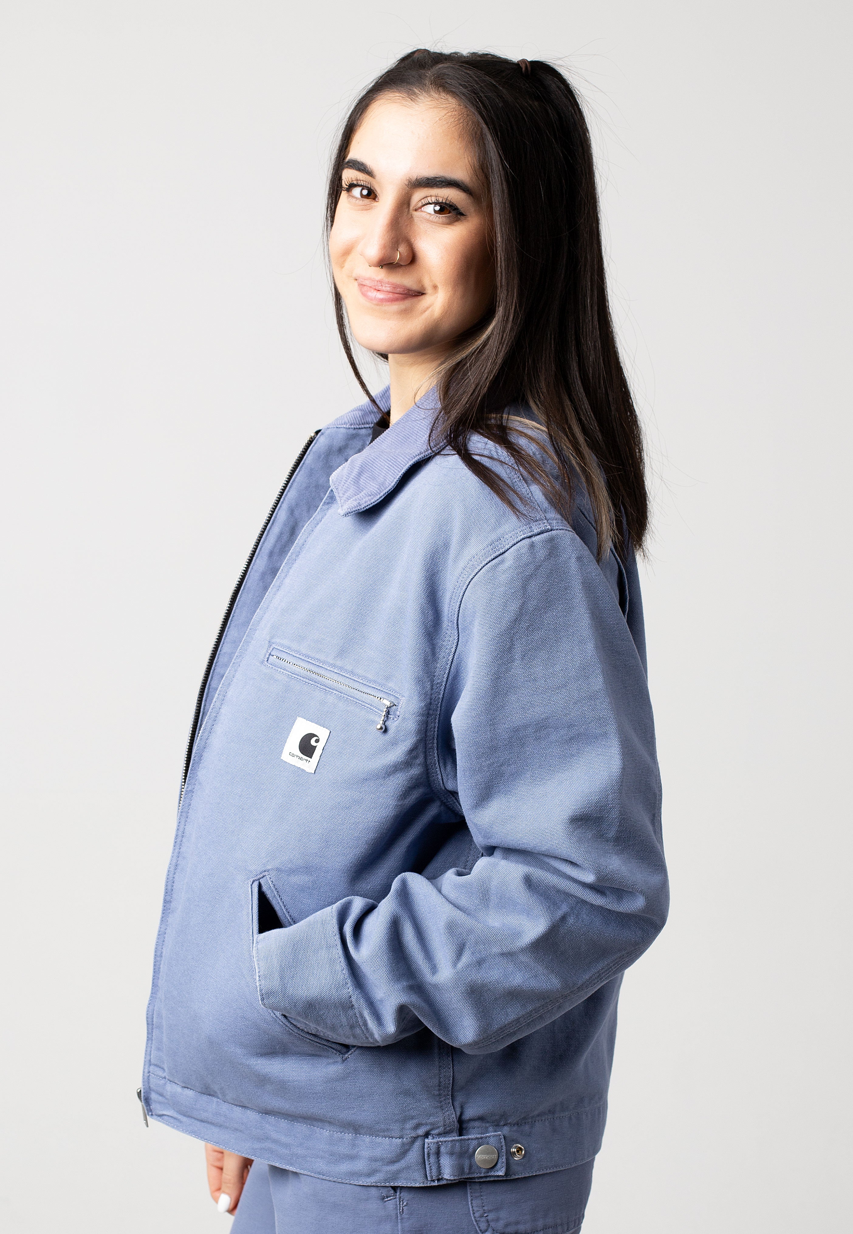 Carhartt WIP - W' OG Detroit Aged Canvas Bay Blue/Bay Blue - Jacket | Women-Image