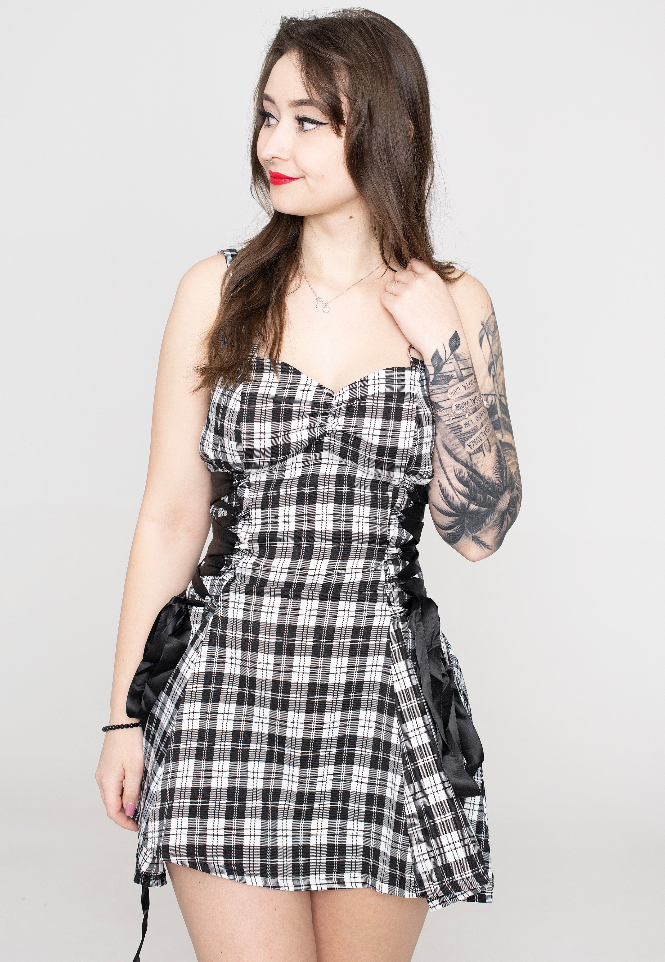 Banned Apparel - Klondike Lace Up White/Black - Mini Dress | Women-Image