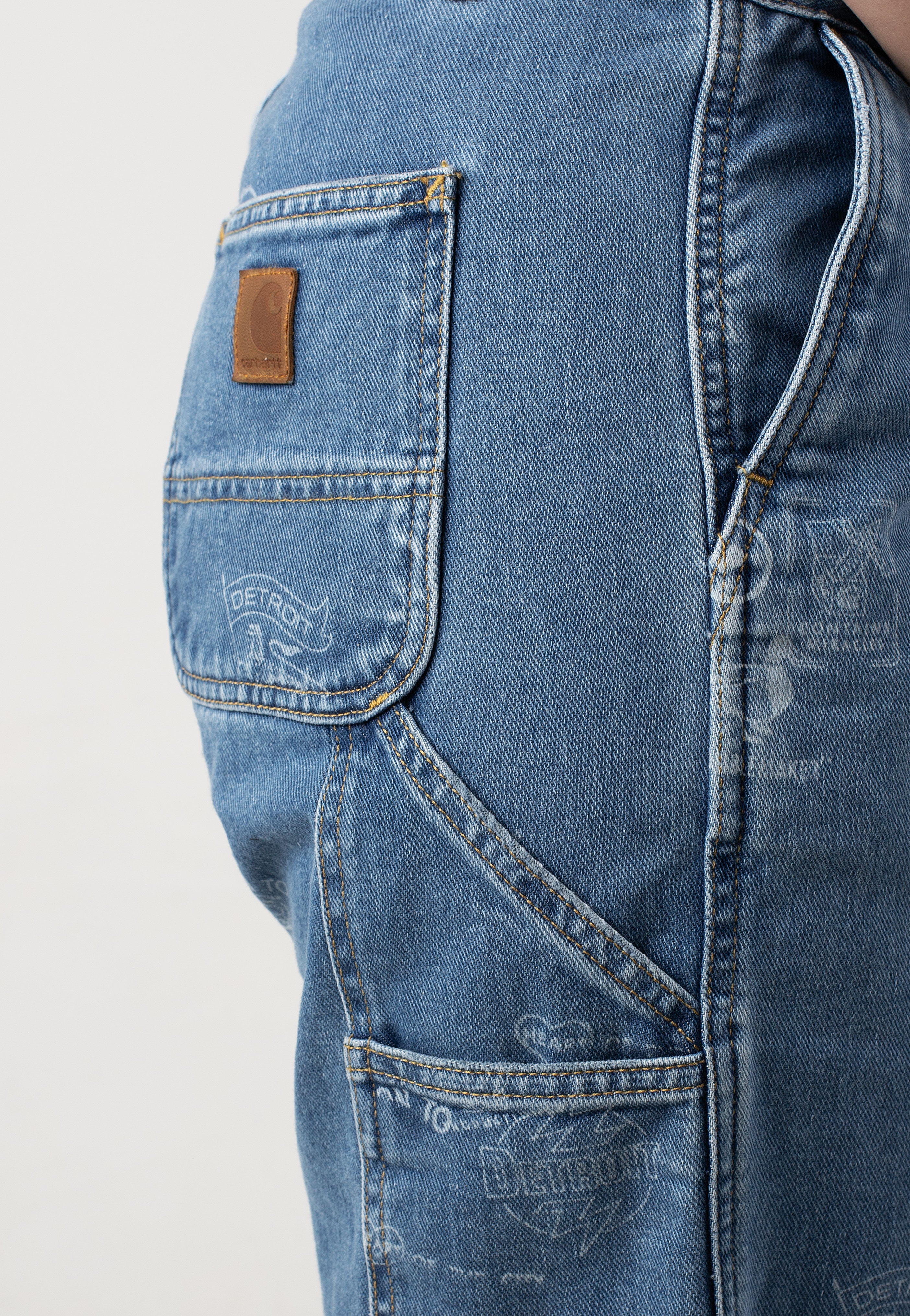 Carhartt WIP - W' Stamp Bleached Stamp Print/Blue - Pants | Women-Image