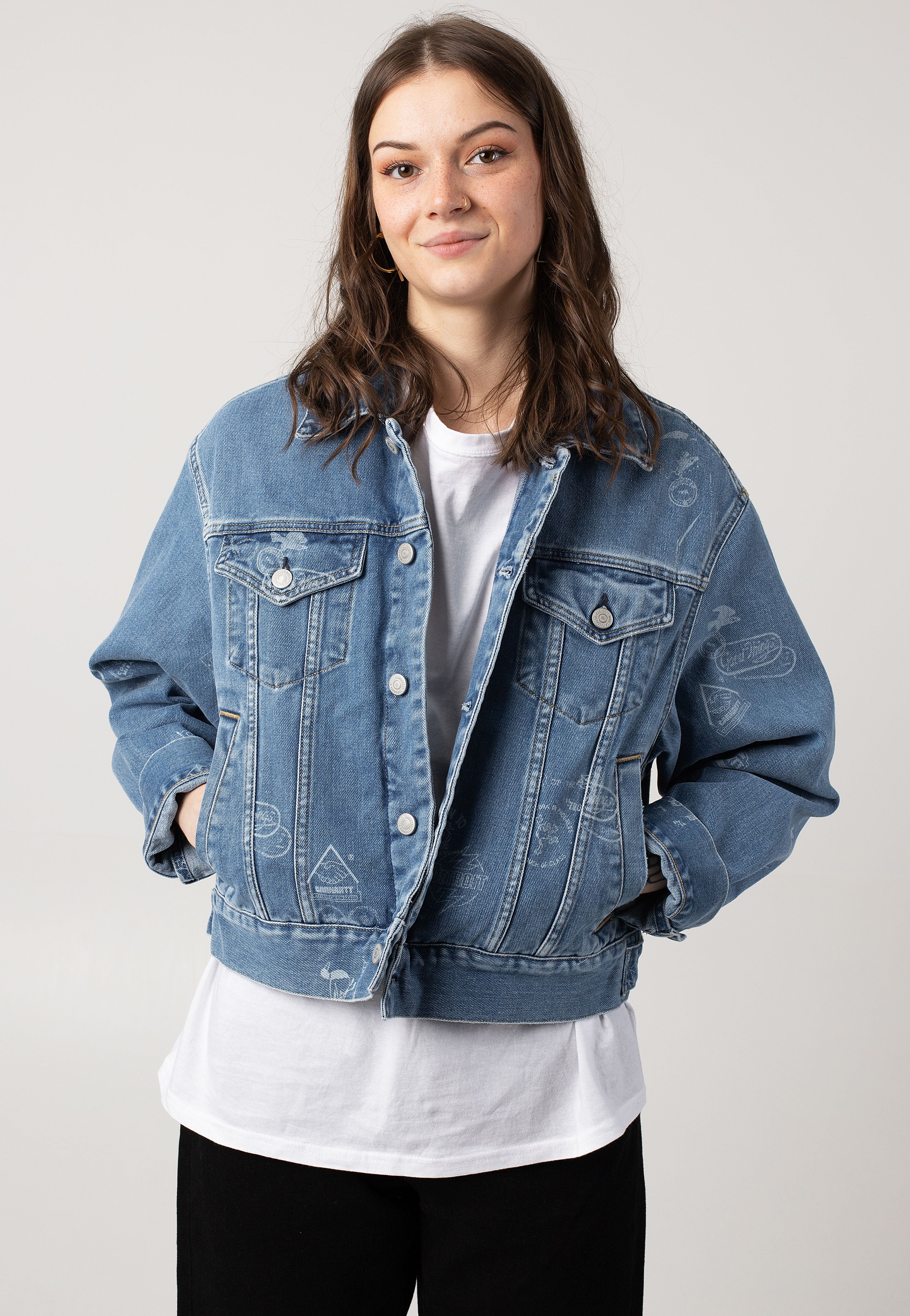 Carhartt WIP - W' Stamp Jeans Jacket Bleached Stamp Print/Blue - Jeans Jacket | Women-Image