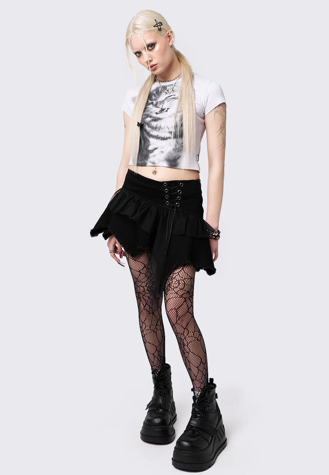 Minga London - Cassandra Asymmetric Lace Up Black - Skirt | Women-Image