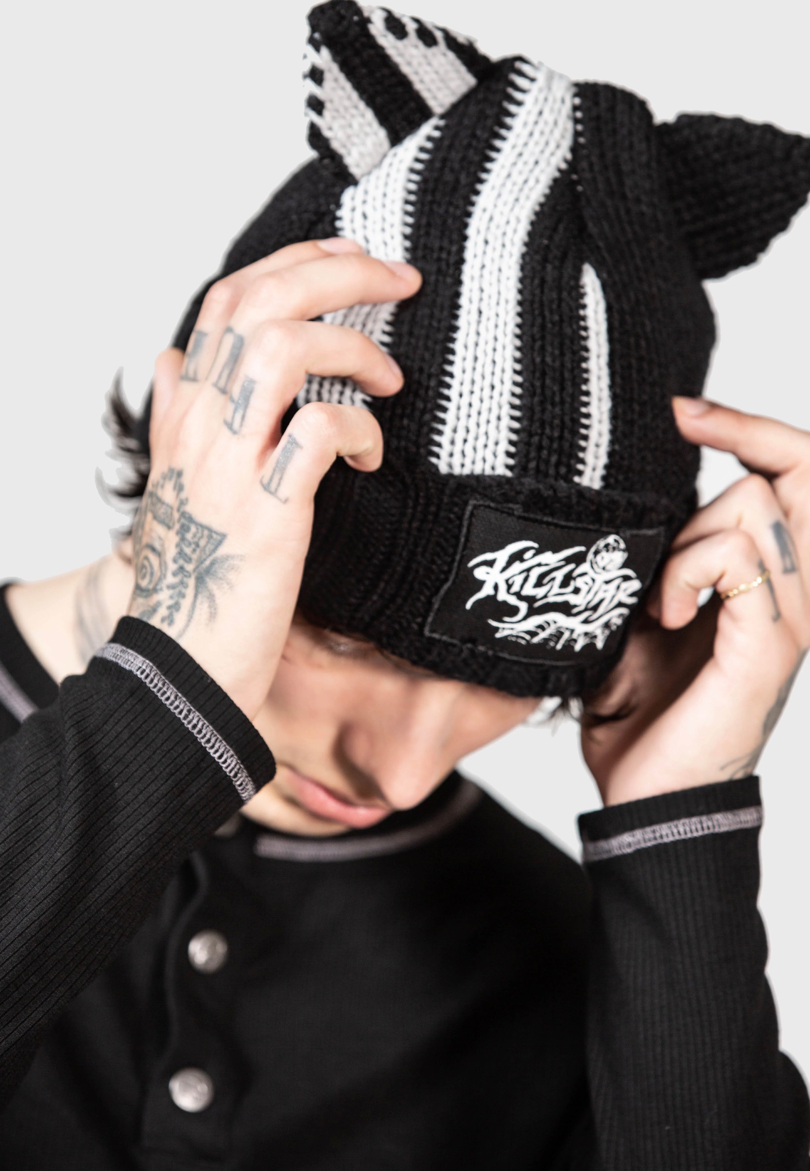 Killstar - Cat Scratch Black/White - Beanie | Neutral-Image