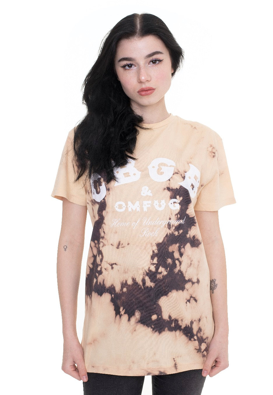 CBGB - Classic Logo Dip Dye Black/Tan - T-Shirt | Women-Image